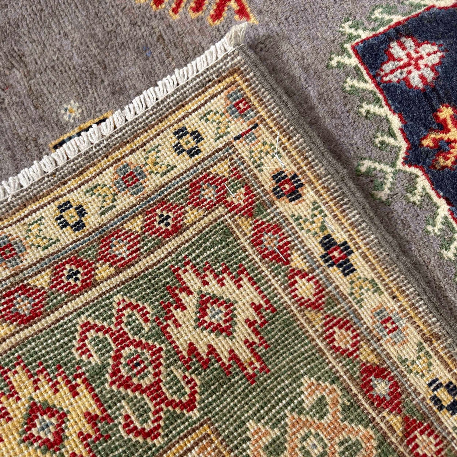 Kazak Rug Handmade Gray Medallion 3x5 ft