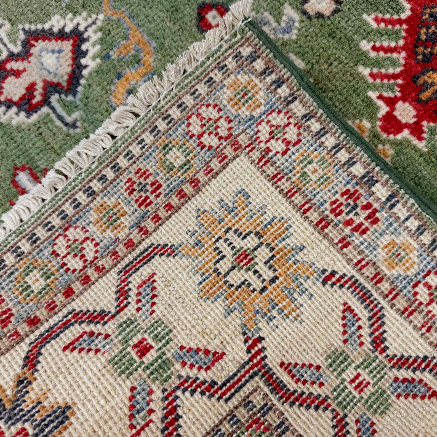 Kazak Rug Handmade Green Medallion 3x5 ft