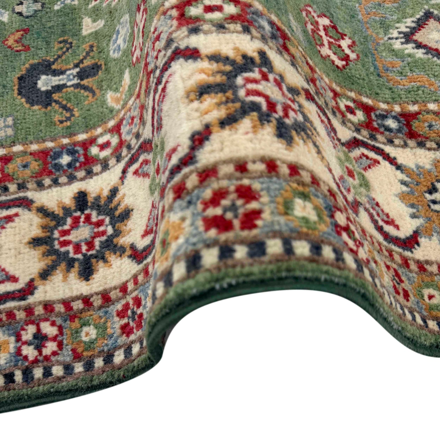 Kazak Rug Handmade Green Medallion 3x5 ft