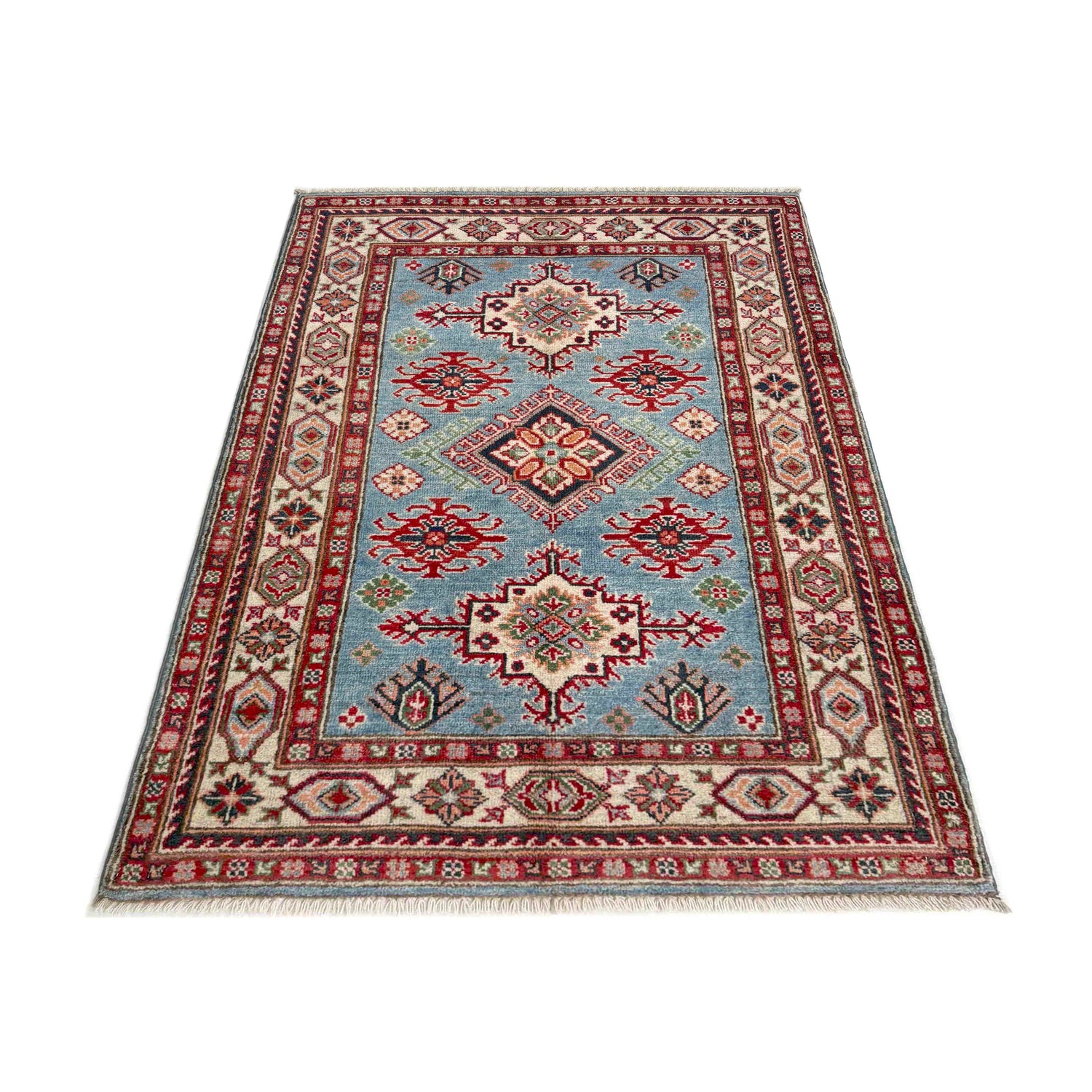 Kazak Rug Handmade Blue Medallion 3x5 ft