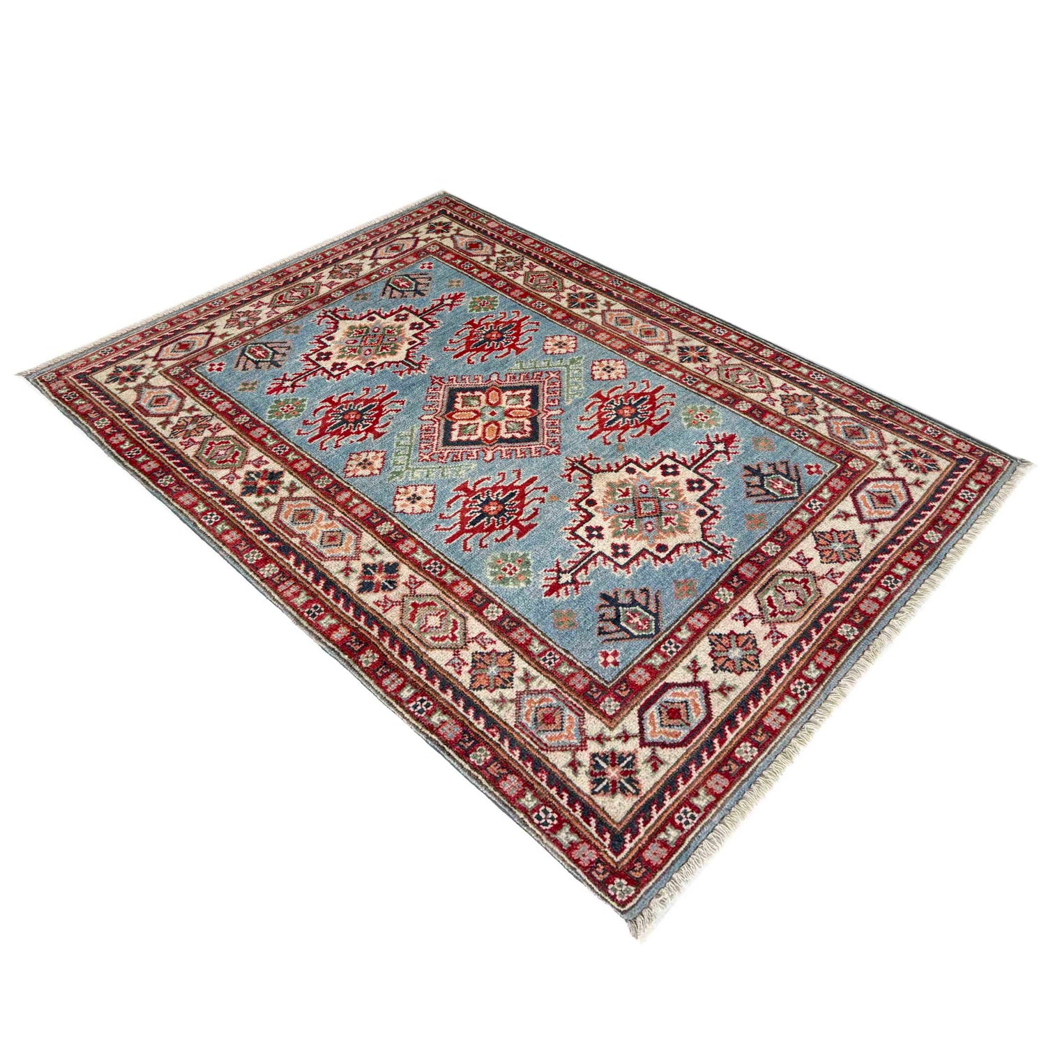 Kazak Rug Handmade Blue Medallion 3x5 ft