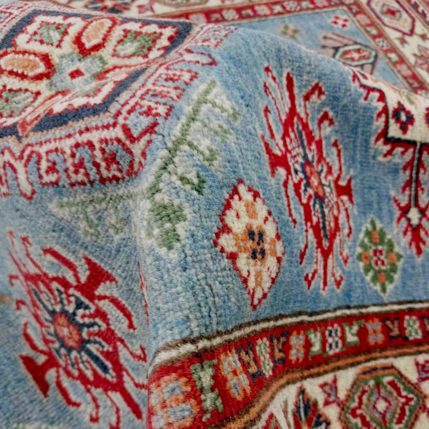 Kazak Rug Handmade Blue Medallion 3x5 ft