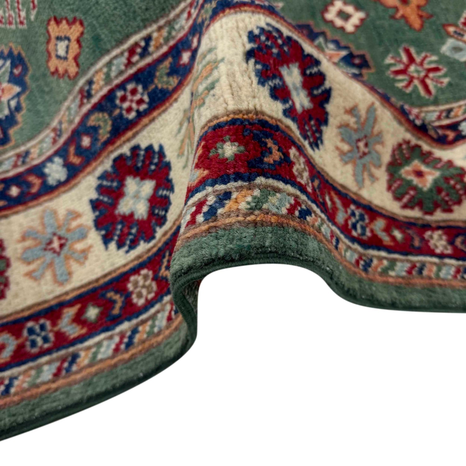 Kazak Rug Handmade Green Medallion 3x5 ft
