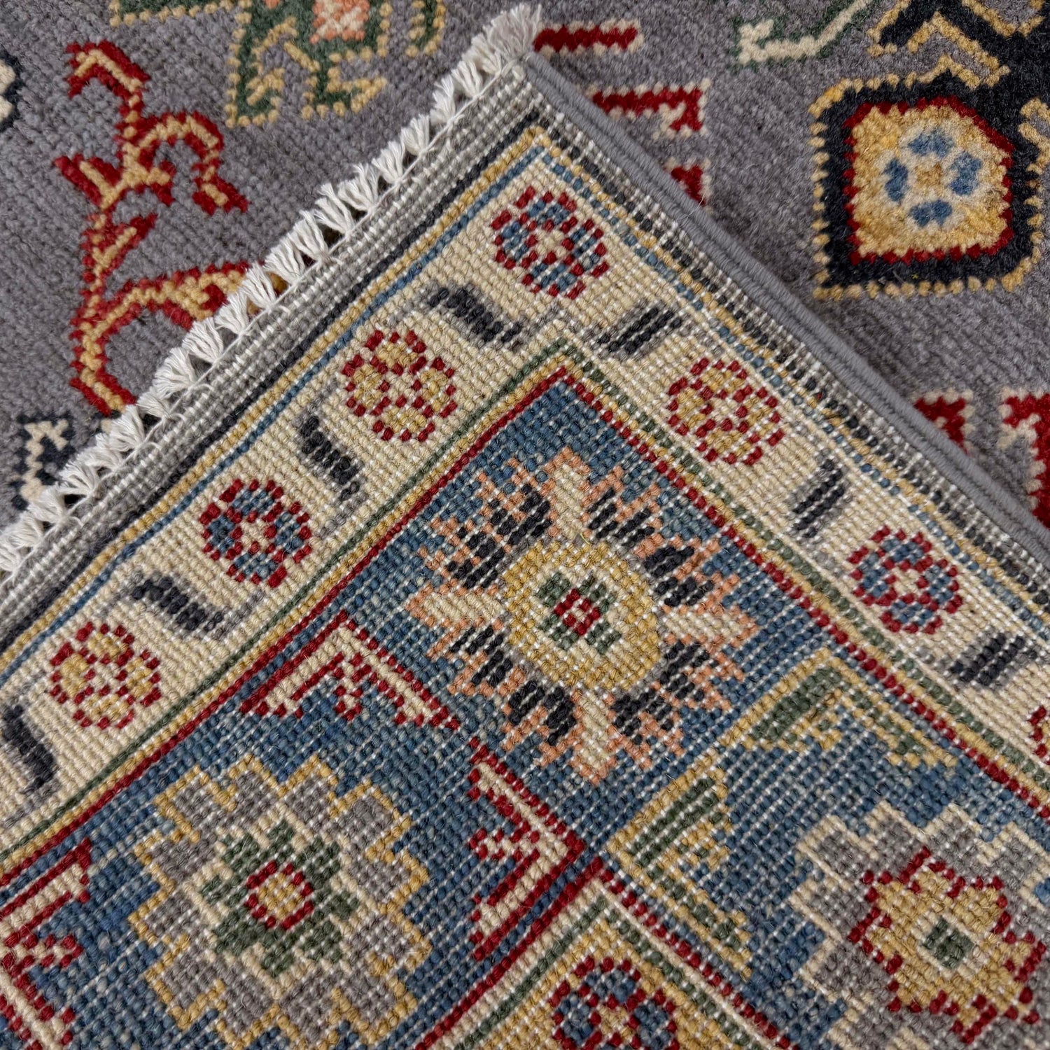 Kazak Rug Handmade Gray Medallion 3x5 ft