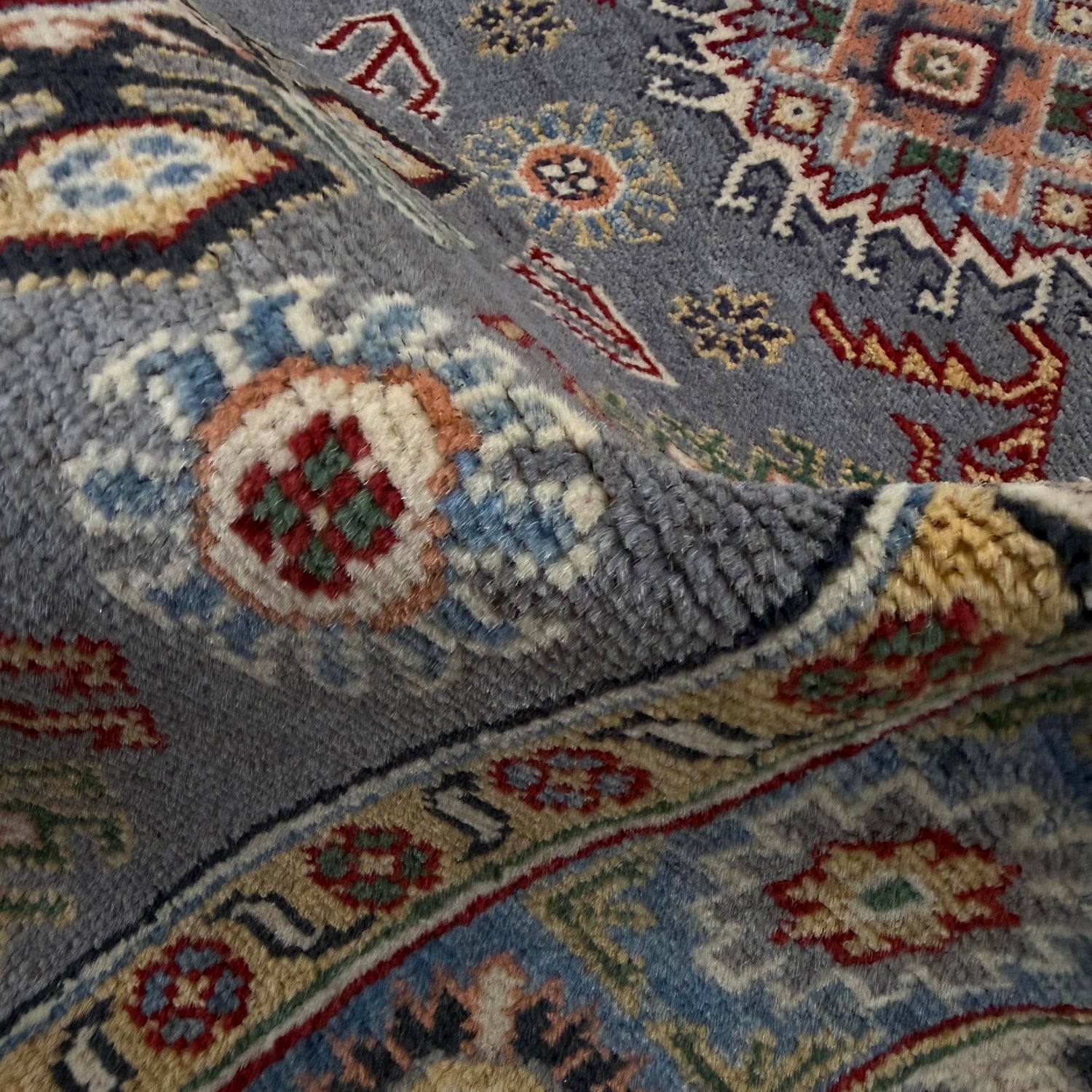 Kazak Rug Handmade Gray Medallion 3x5 ft