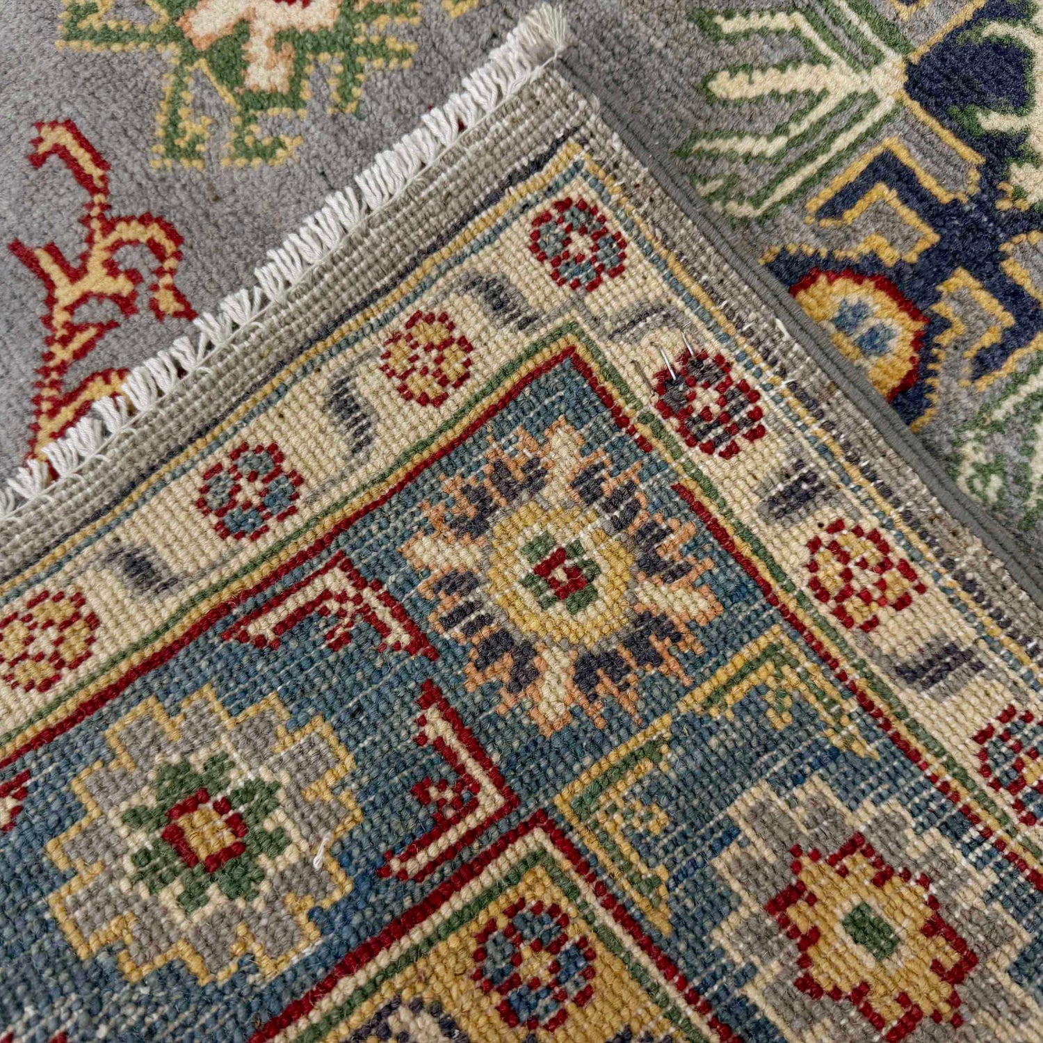 Kazak Rug Handmade Gray Medallion 3x5 ft