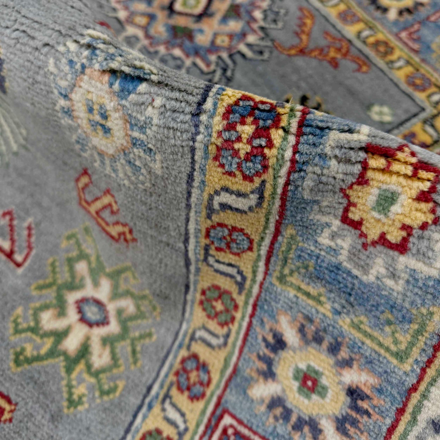 Kazak Rug Handmade Gray Medallion 3x5 ft
