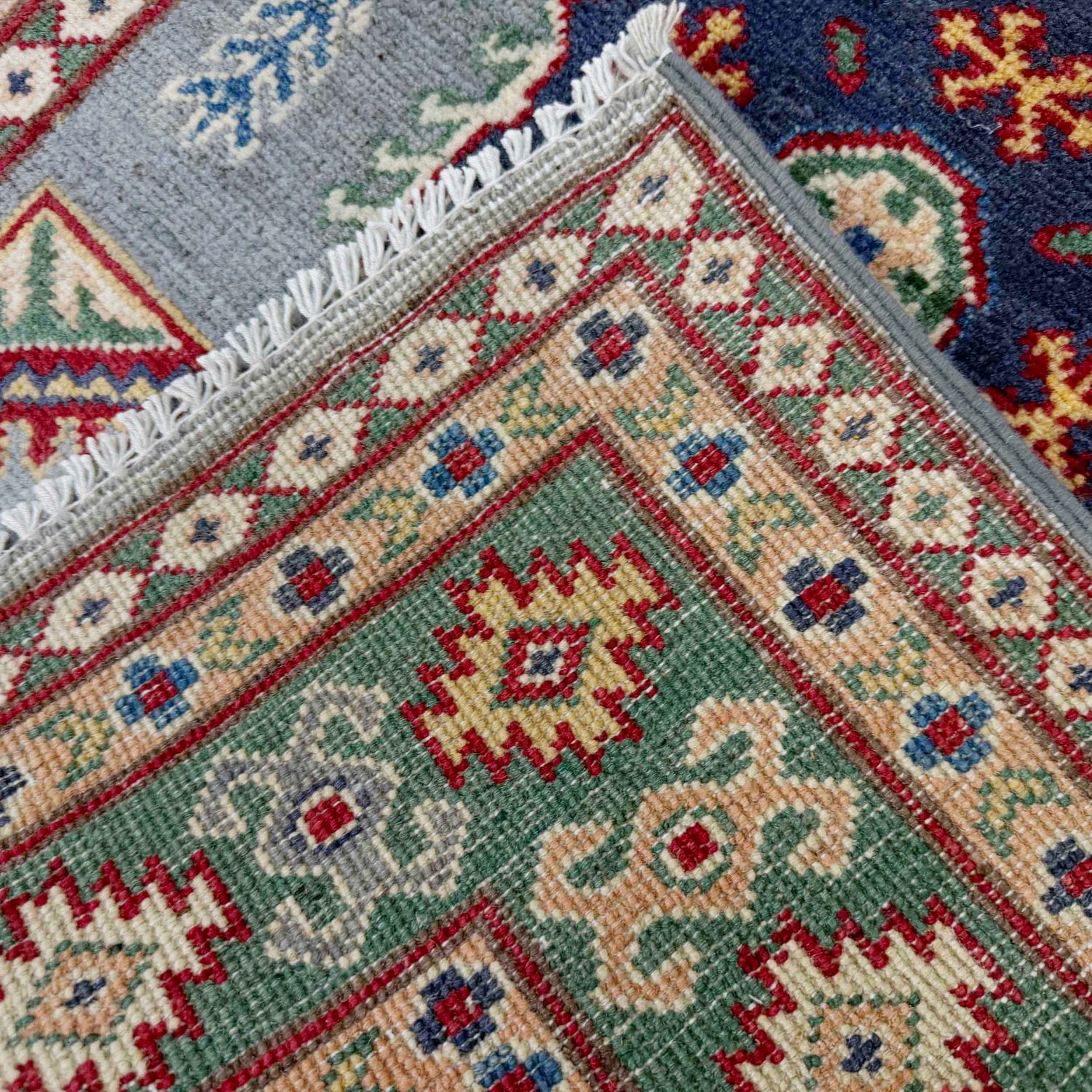 Kazak Rug Handmade Gray Medallion 3x5 ft