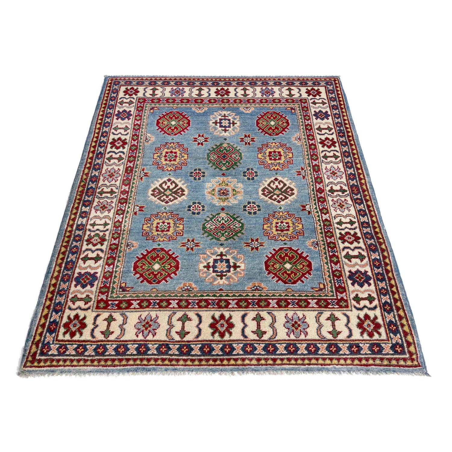 Kazak Rug Handmade Blue Medallion 3x5 ft