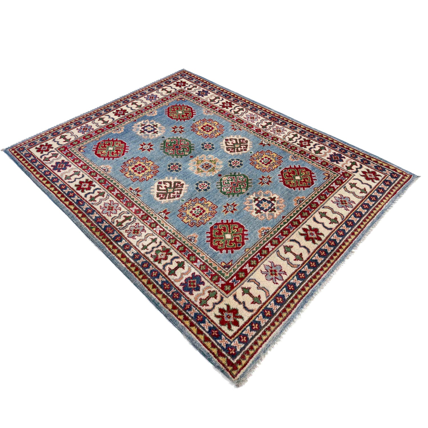 Kazak Rug Handmade Blue Medallion 3x5 ft