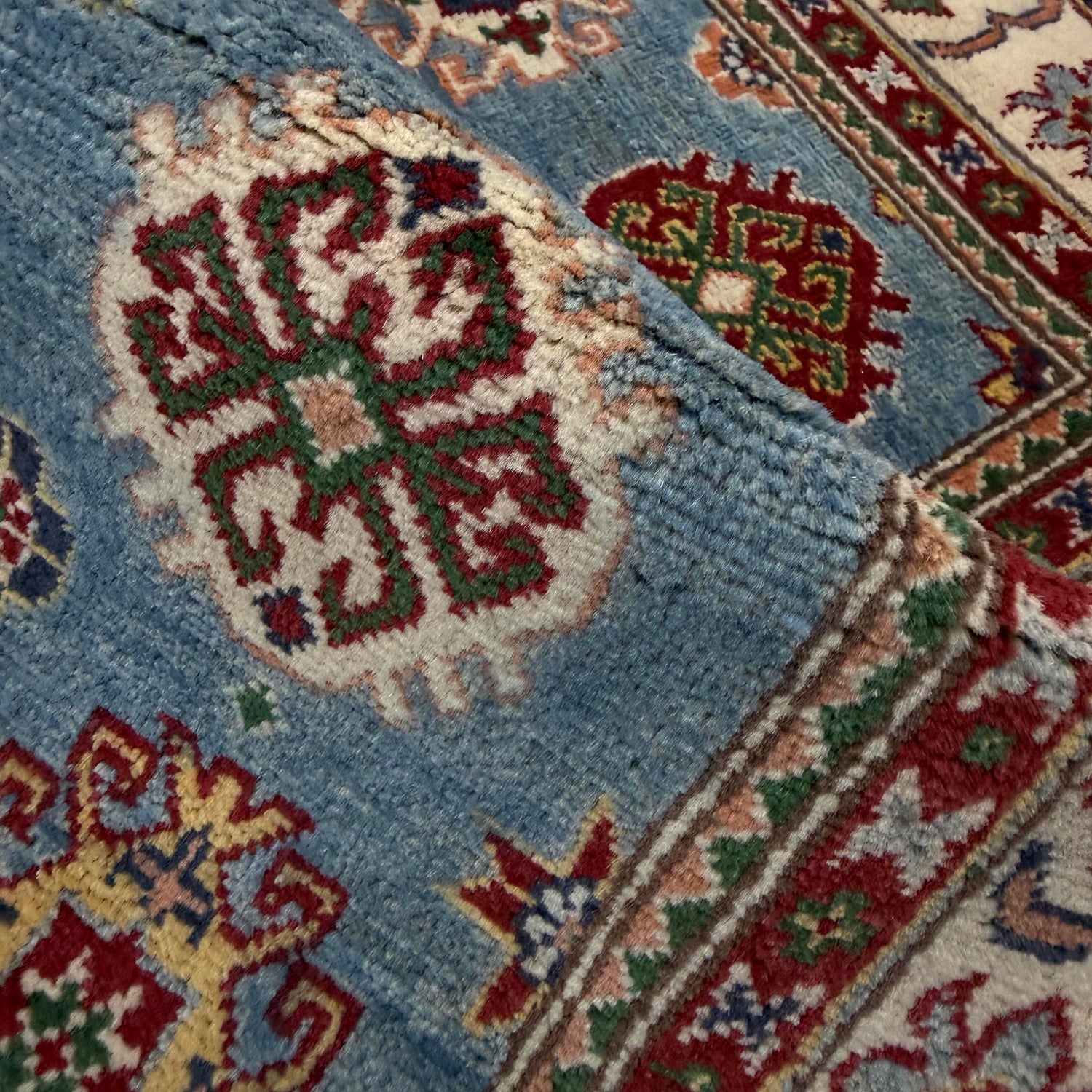 Kazak Rug Handmade Blue Medallion 3x5 ft