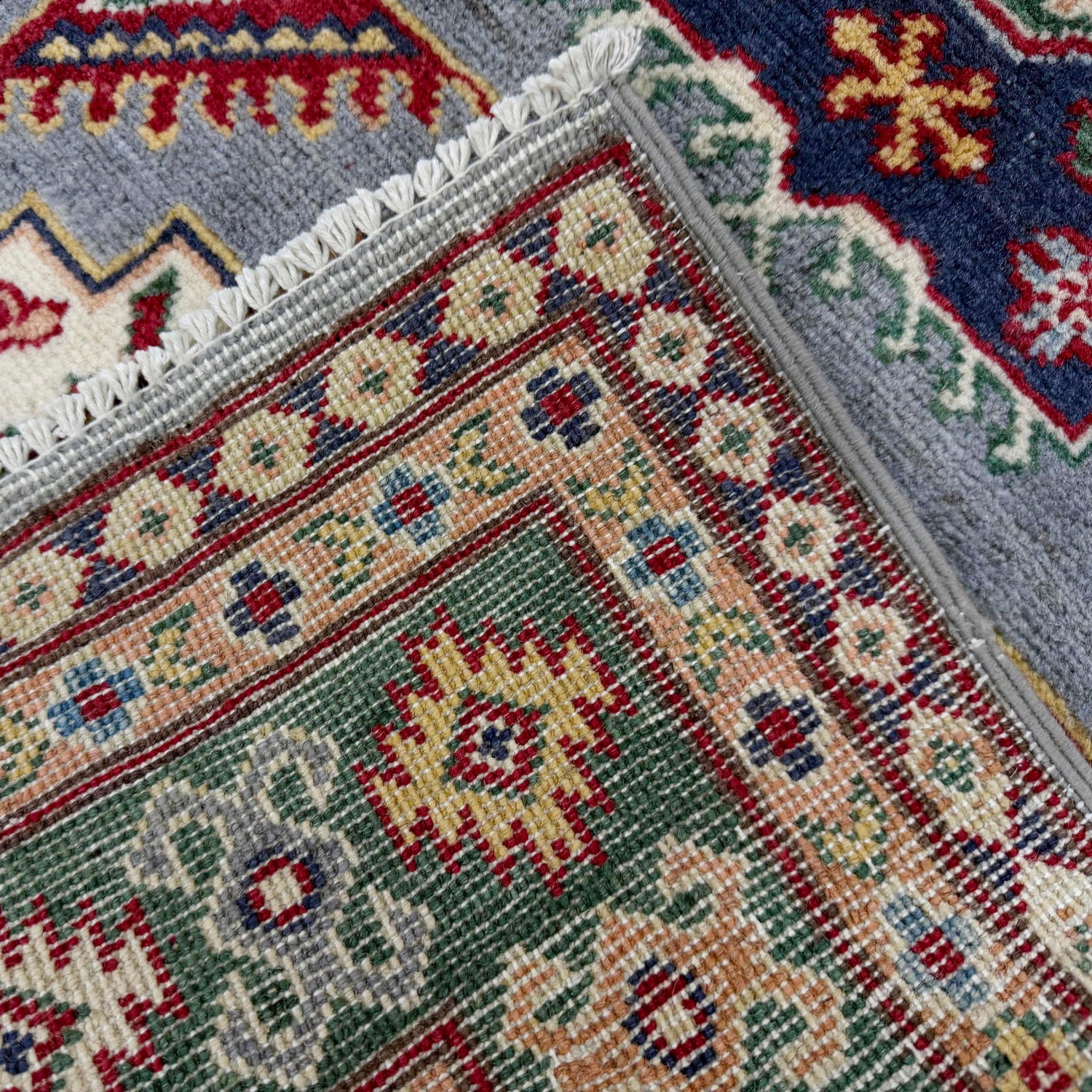 Kazak Rug Handmade Gray Medallion 3x5 ft