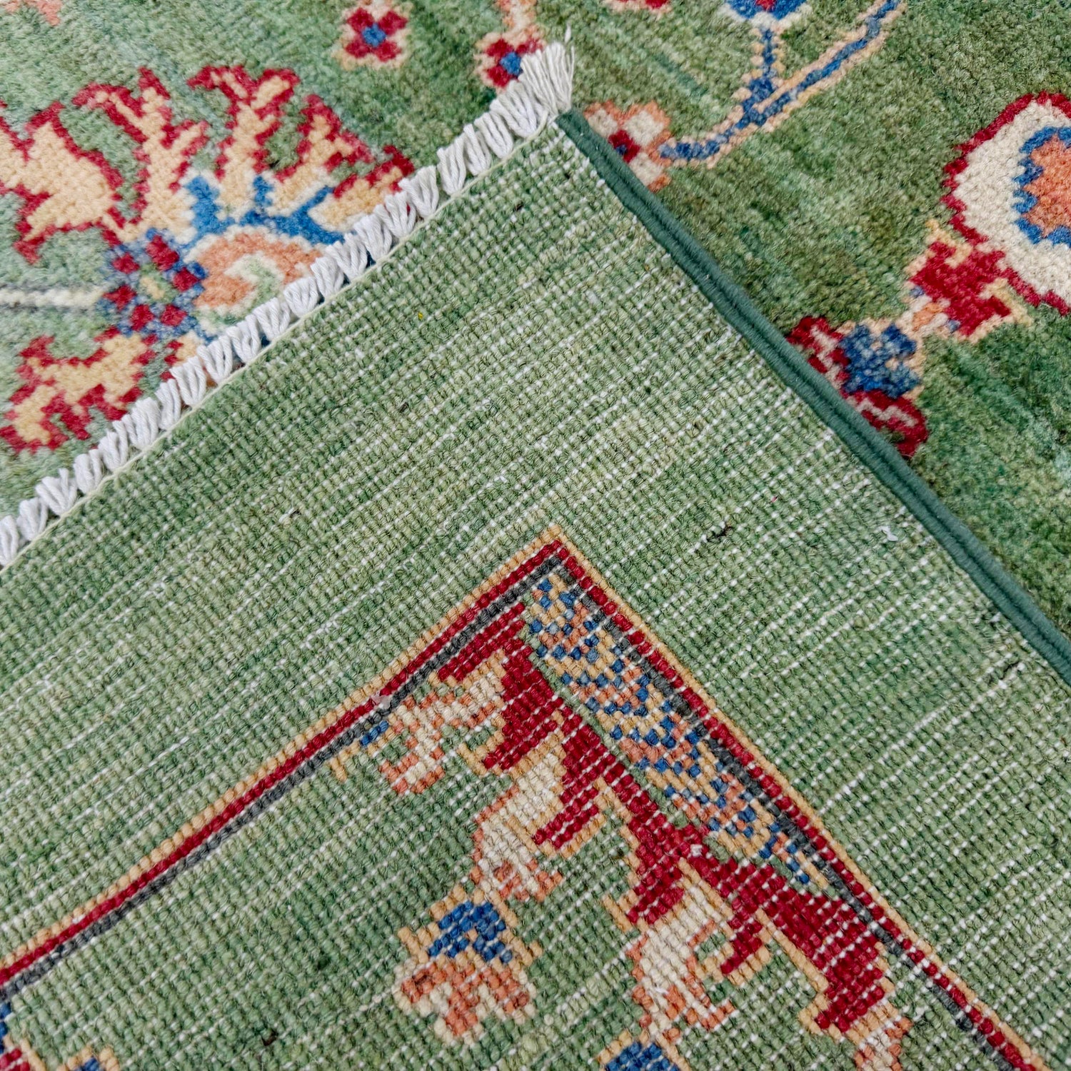 Sultani Area Rug Handmade Green Floral 3x5 ft