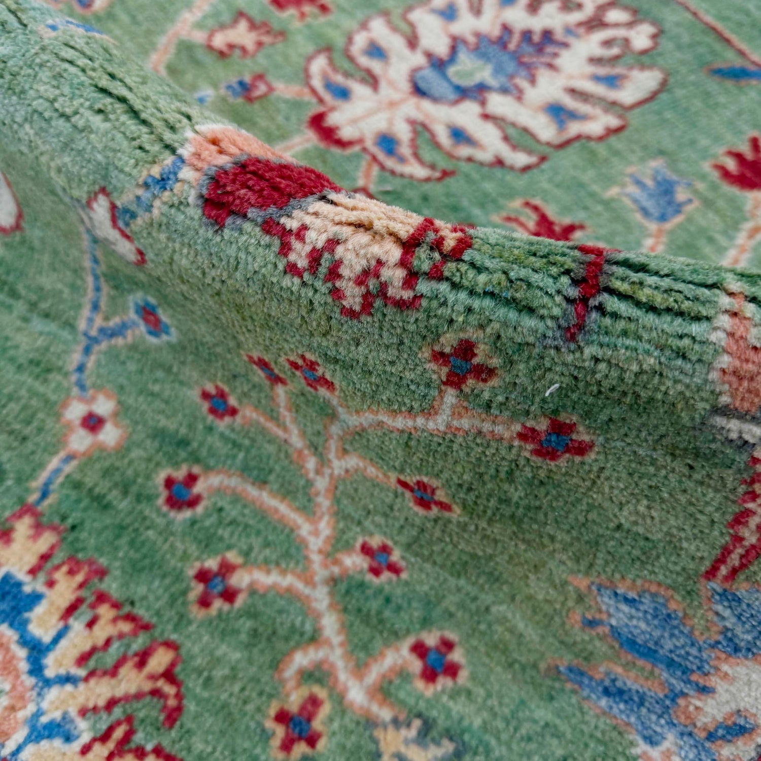 Sultani Area Rug Handmade Green Floral 3x5 ft