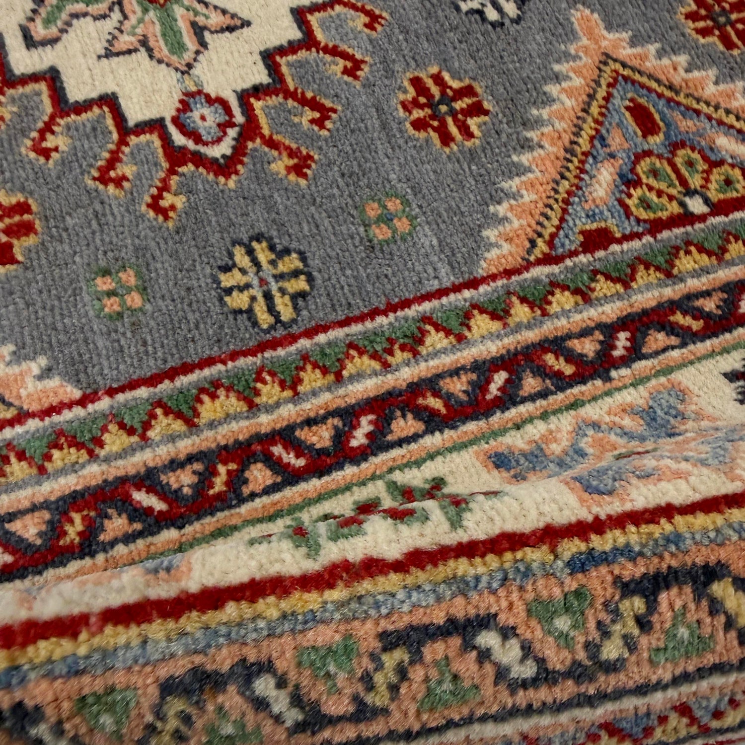 Kazak Rug Handmade Blue Medallion 3x5 ft