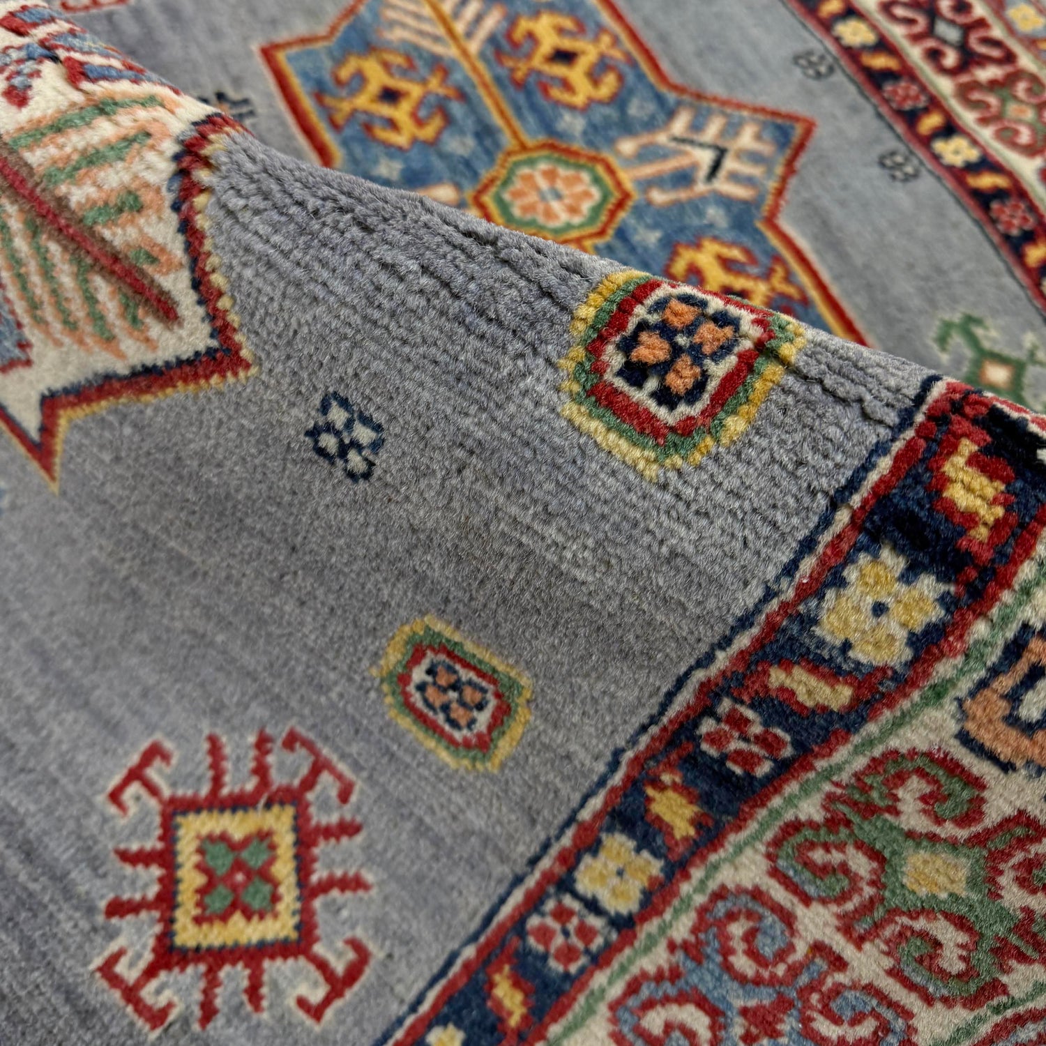 Kazak Rug Handmade Blue Medallion 3x5 ft