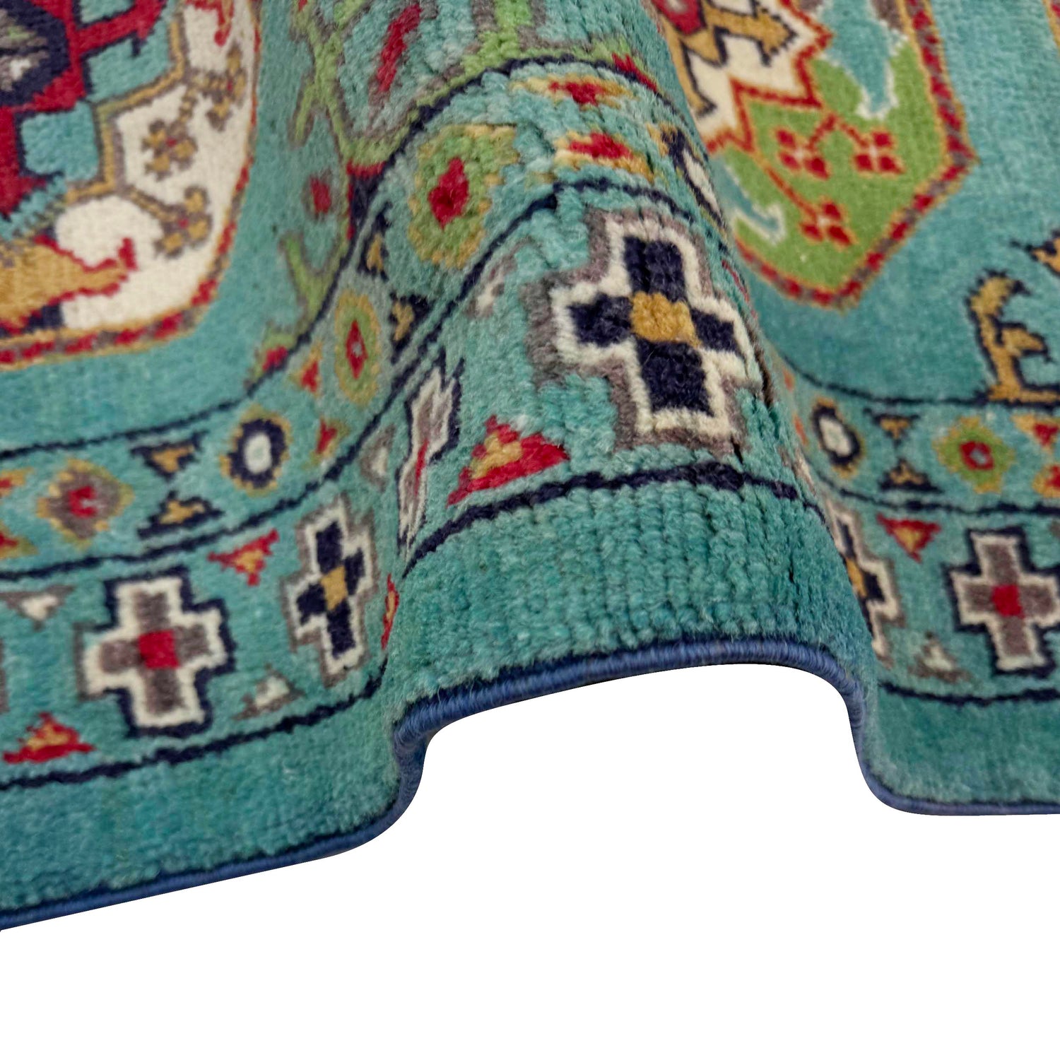 Waziri Area Rug Handmade Blue Medallion 3x5 ft