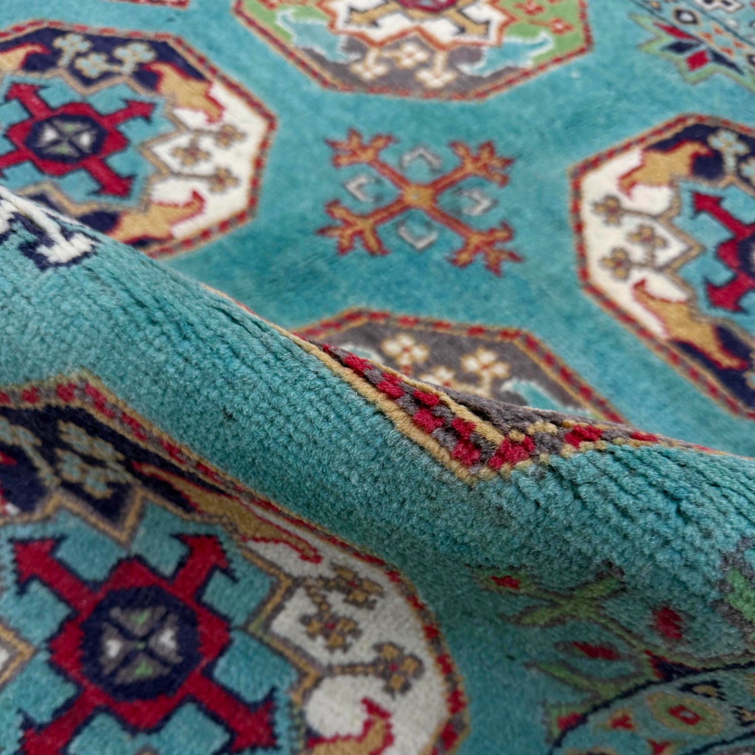 Waziri Area Rug Handmade Blue Medallion 3x5 ft