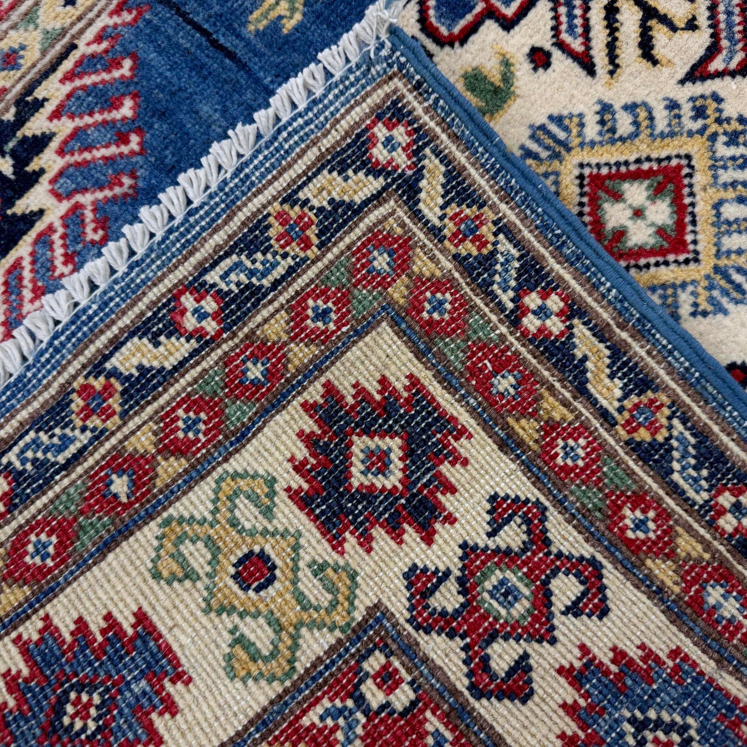 Kazak Rug Handmade Blue Medallion 3x5 ft