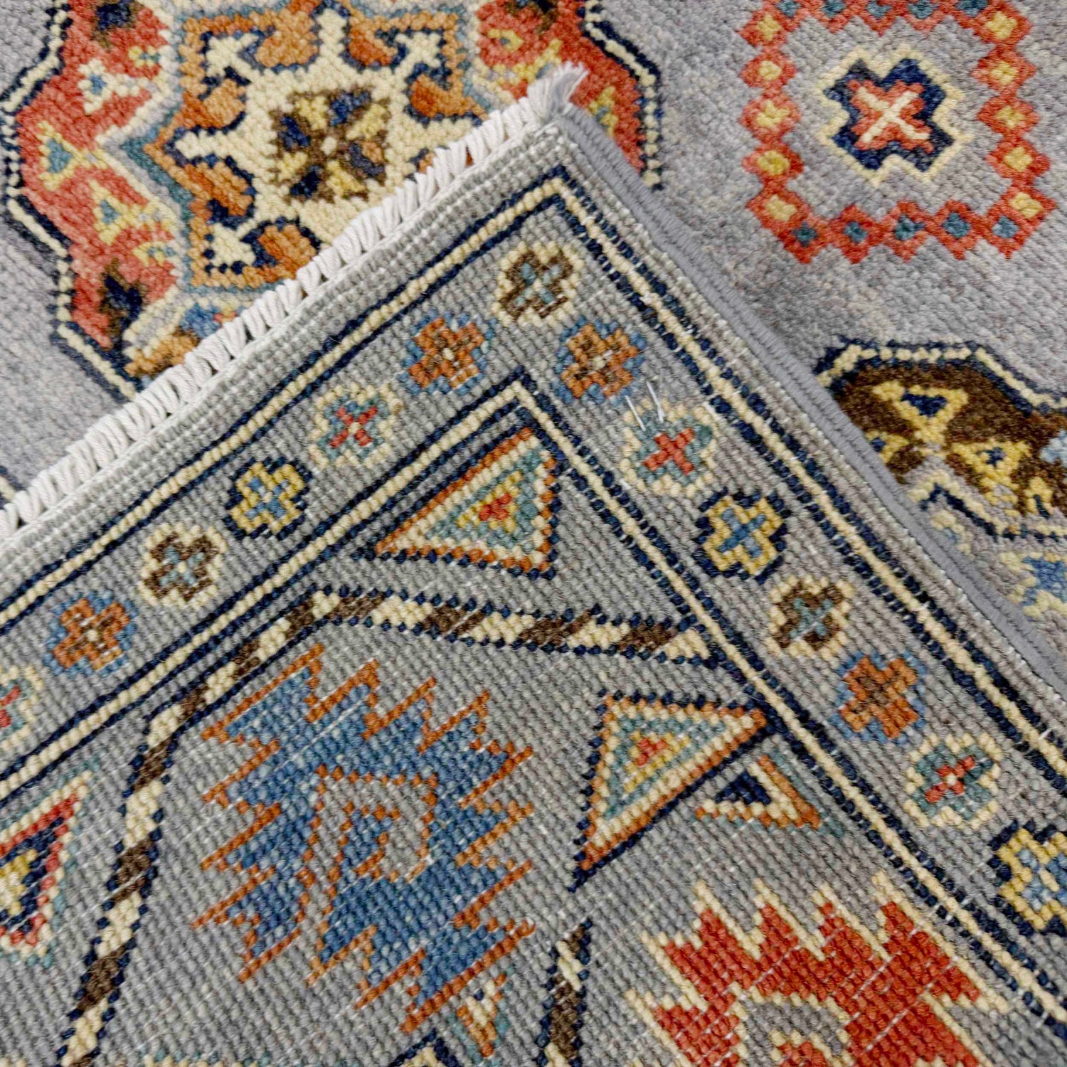 Waziri Area Rug Handmade Gray Medallion 3x5 ft