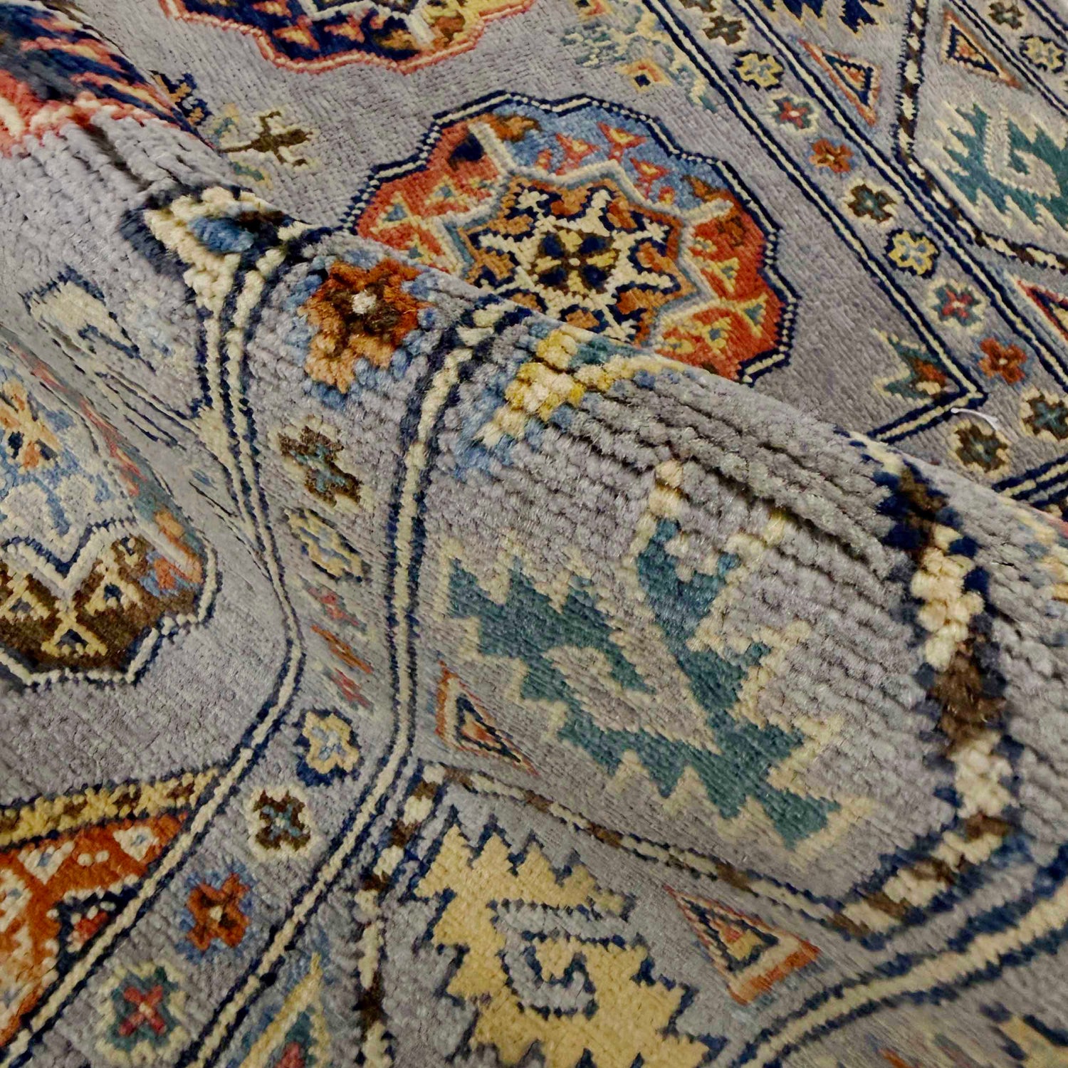 Waziri Area Rug Handmade Gray Medallion 3x5 ft