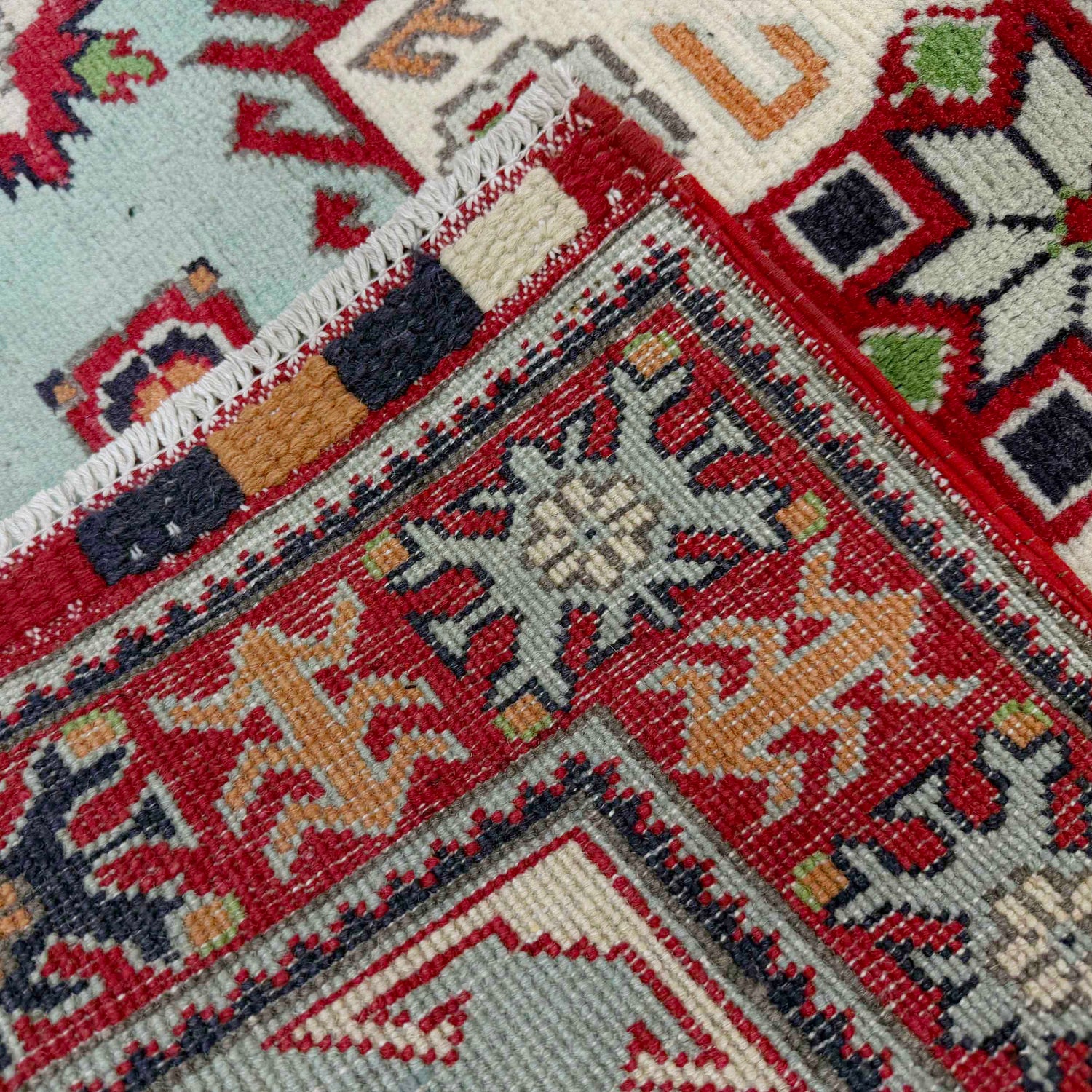 Kazak Rug Handmade Blue Medallion 3x5 ft