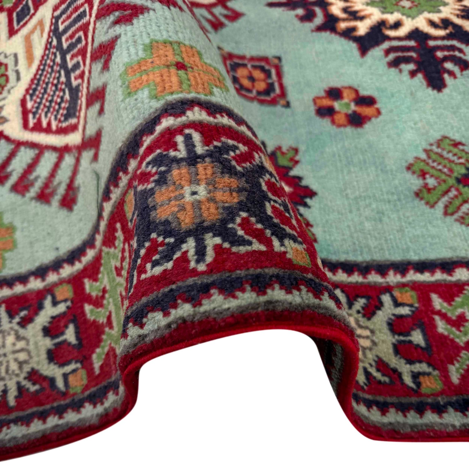 Kazak Rug Handmade Blue Medallion 3x5 ft