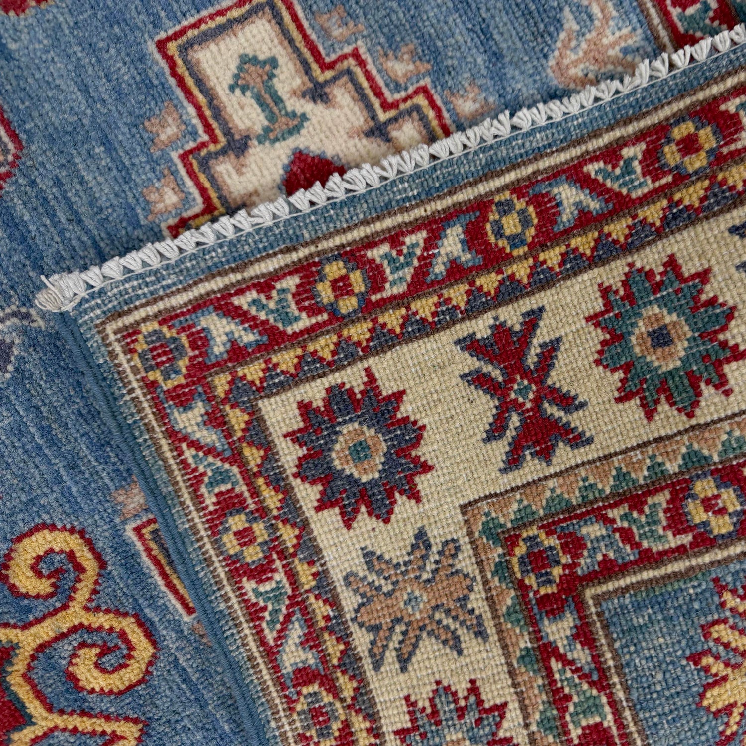 Kazak Rug Handmade Blue Medallion 3x5 ft