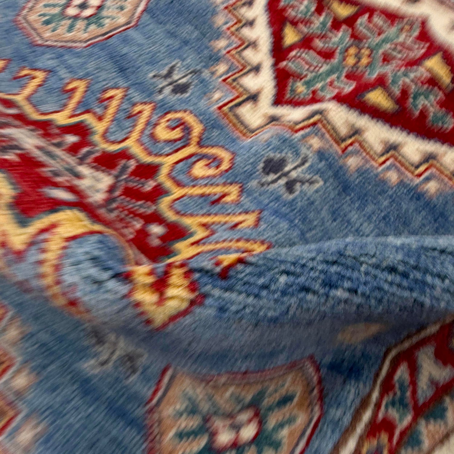Kazak Rug Handmade Blue Medallion 3x5 ft