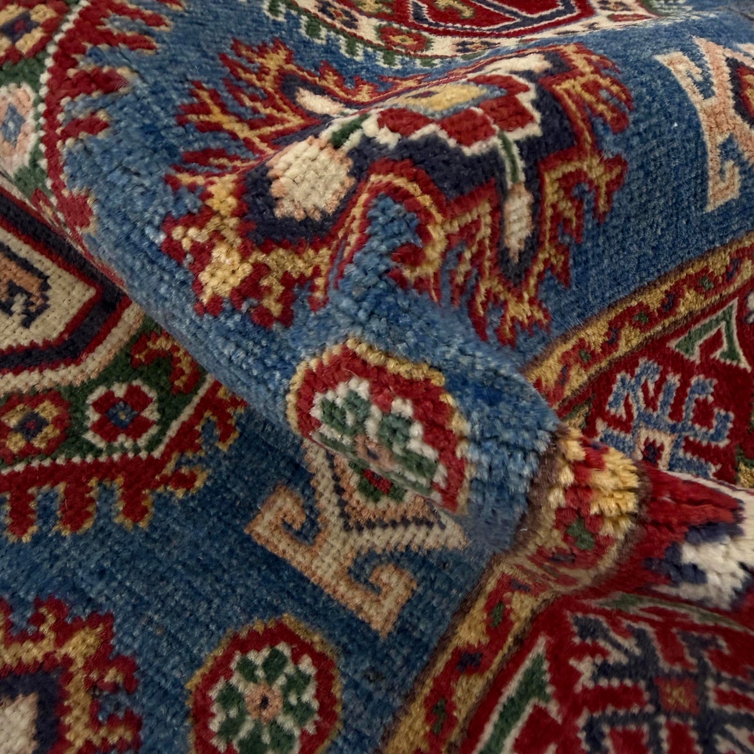 Kazak Rug Handmade Blue Medallion 3x5 ft