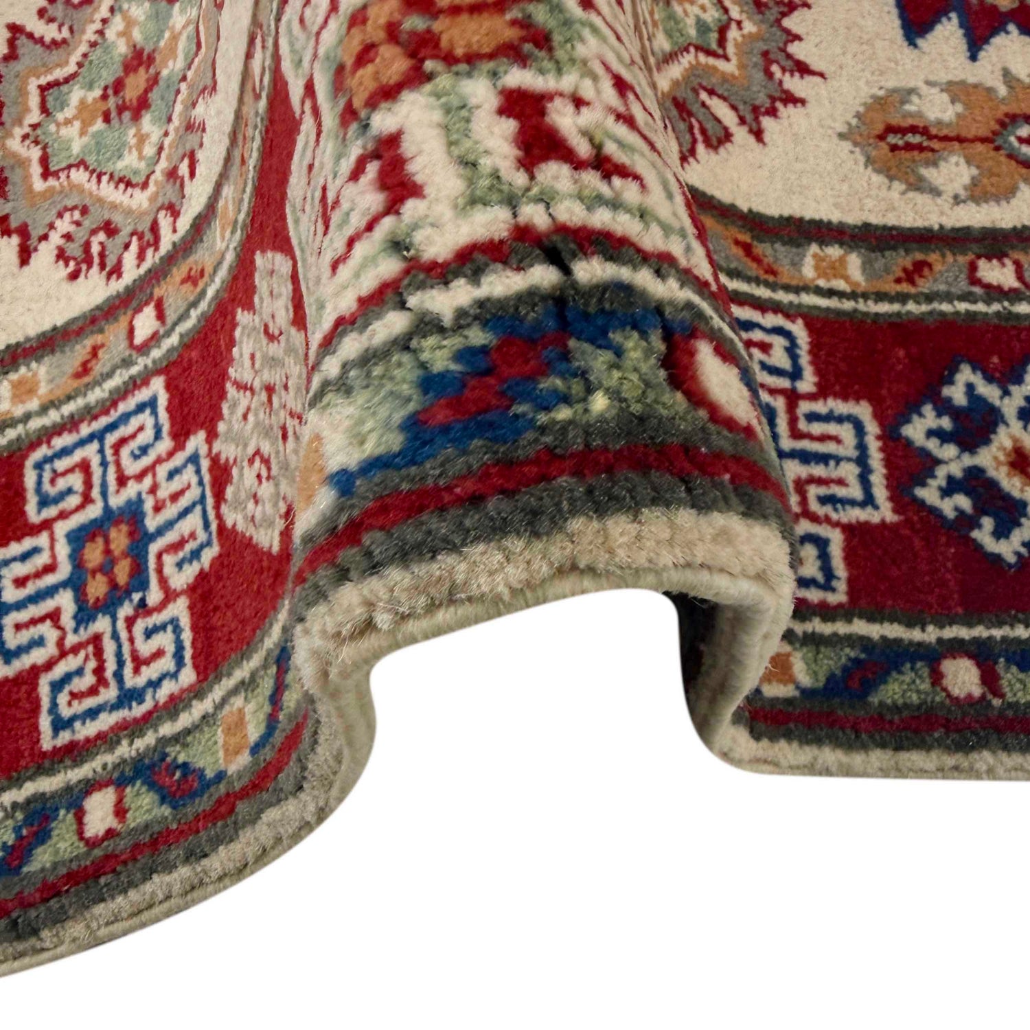 Kazak Rug Handmade Beige Medallion 2x4 ft