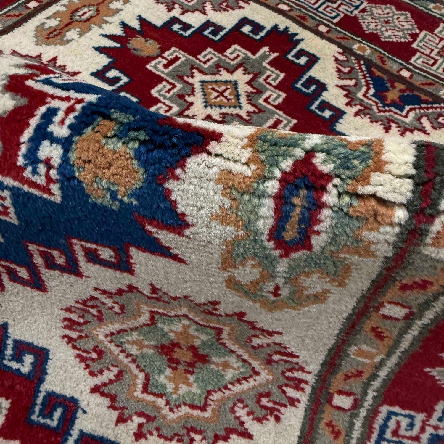 Kazak Rug Handmade Beige Medallion 2x4 ft