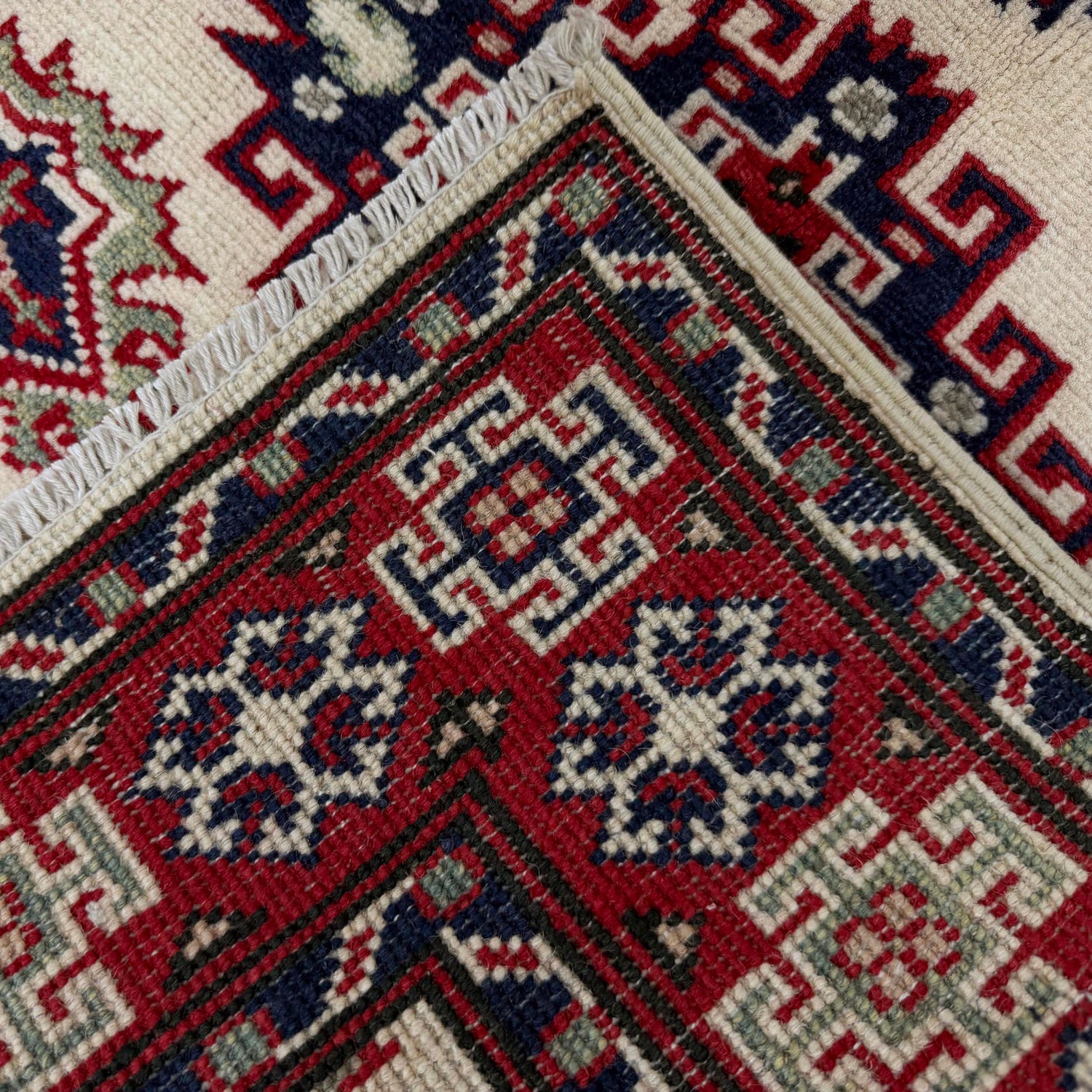 Kazak Rug Handmade Beige Medallion 2x4 ft