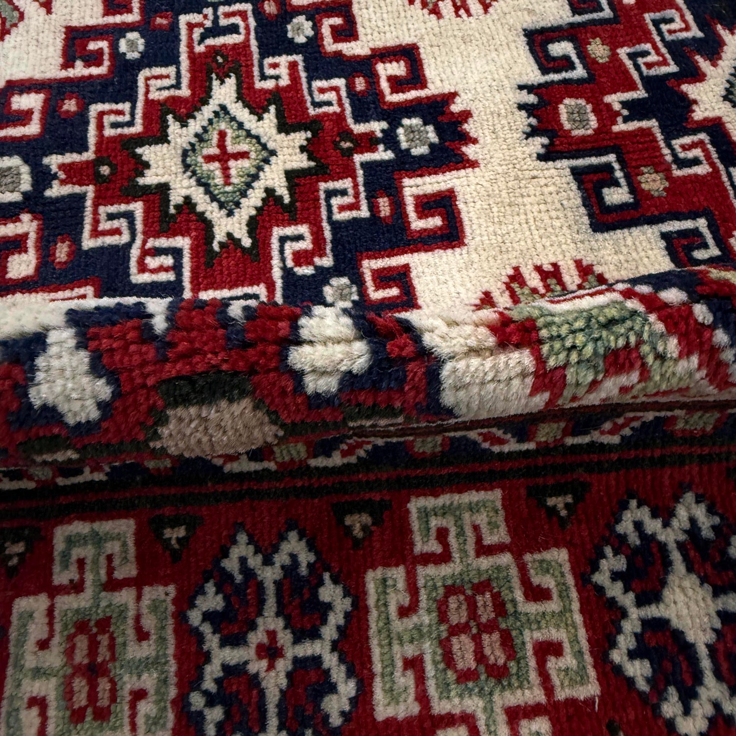 Kazak Rug Handmade Beige Medallion 2x4 ft