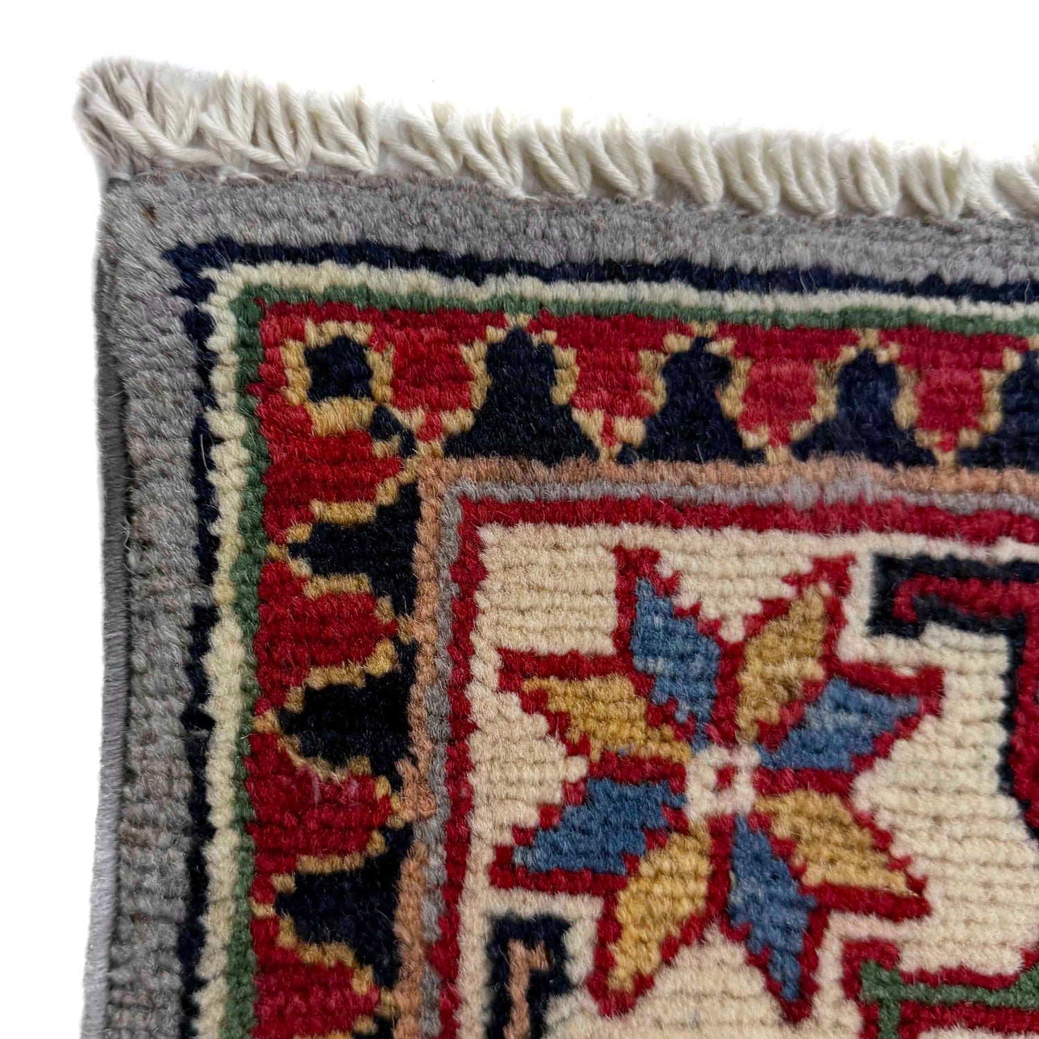 Kazak Rug Handmade Gray Medallion 2x4 ft