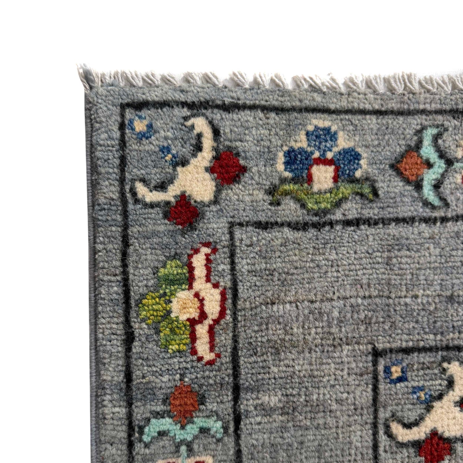 Sultani Area Rug Handmade Gray Floral 4x6 ft