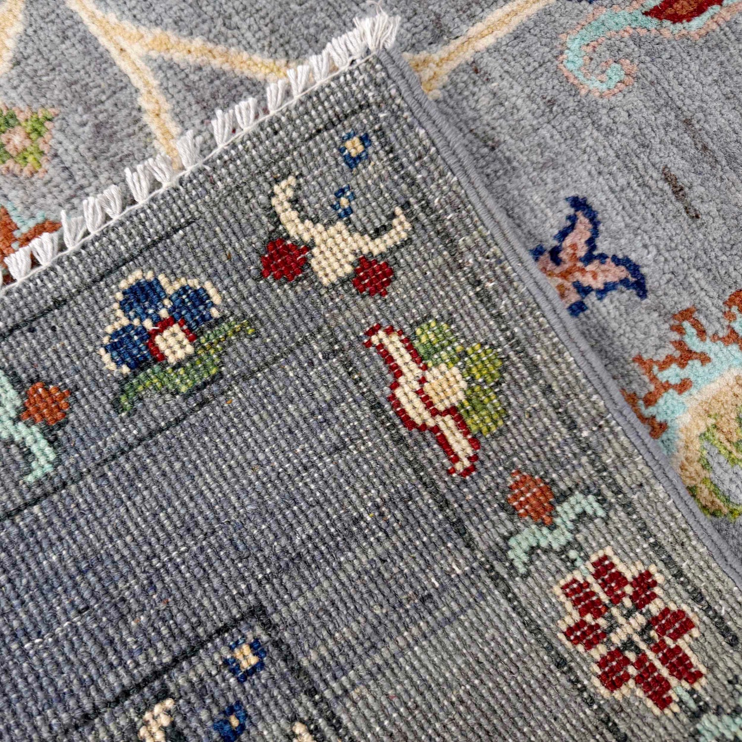 Sultani Area Rug Handmade Gray Floral 4x6 ft
