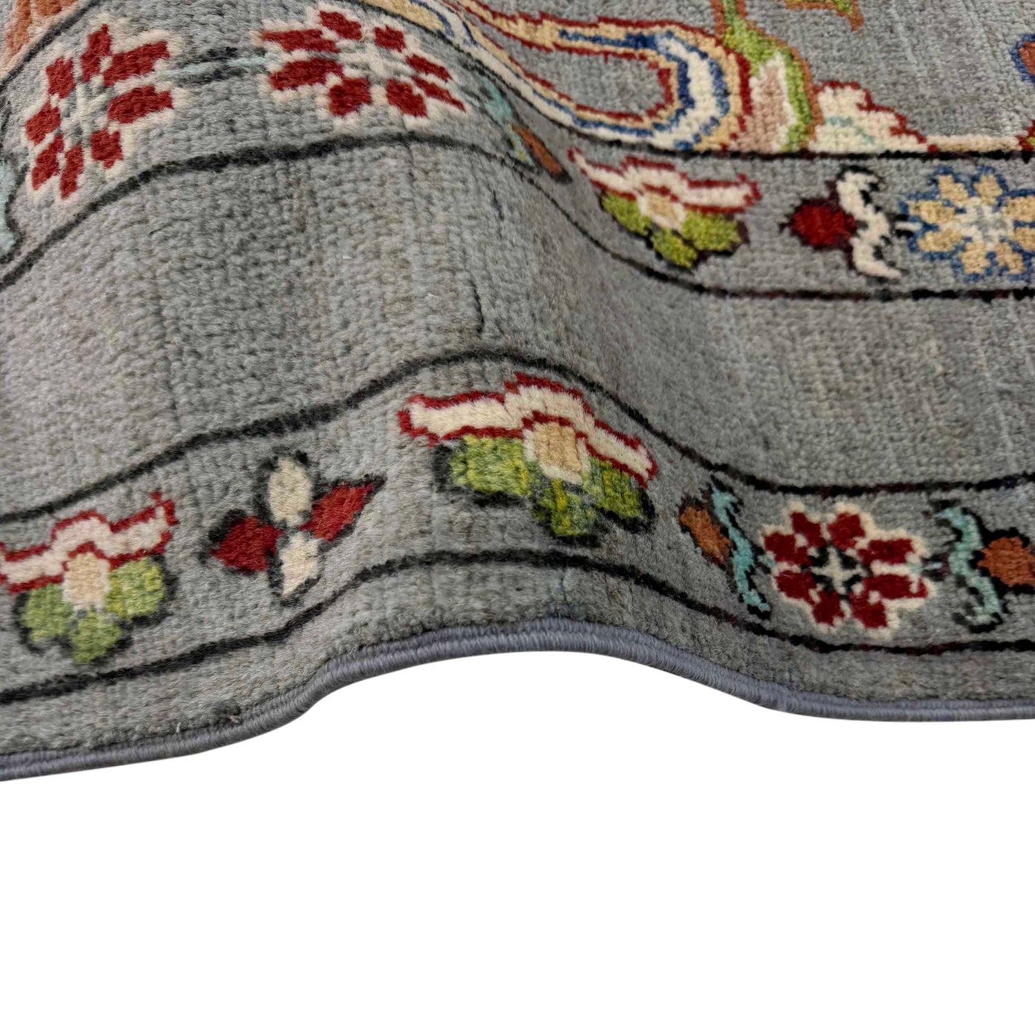 Sultani Area Rug Handmade Gray Floral 4x6 ft