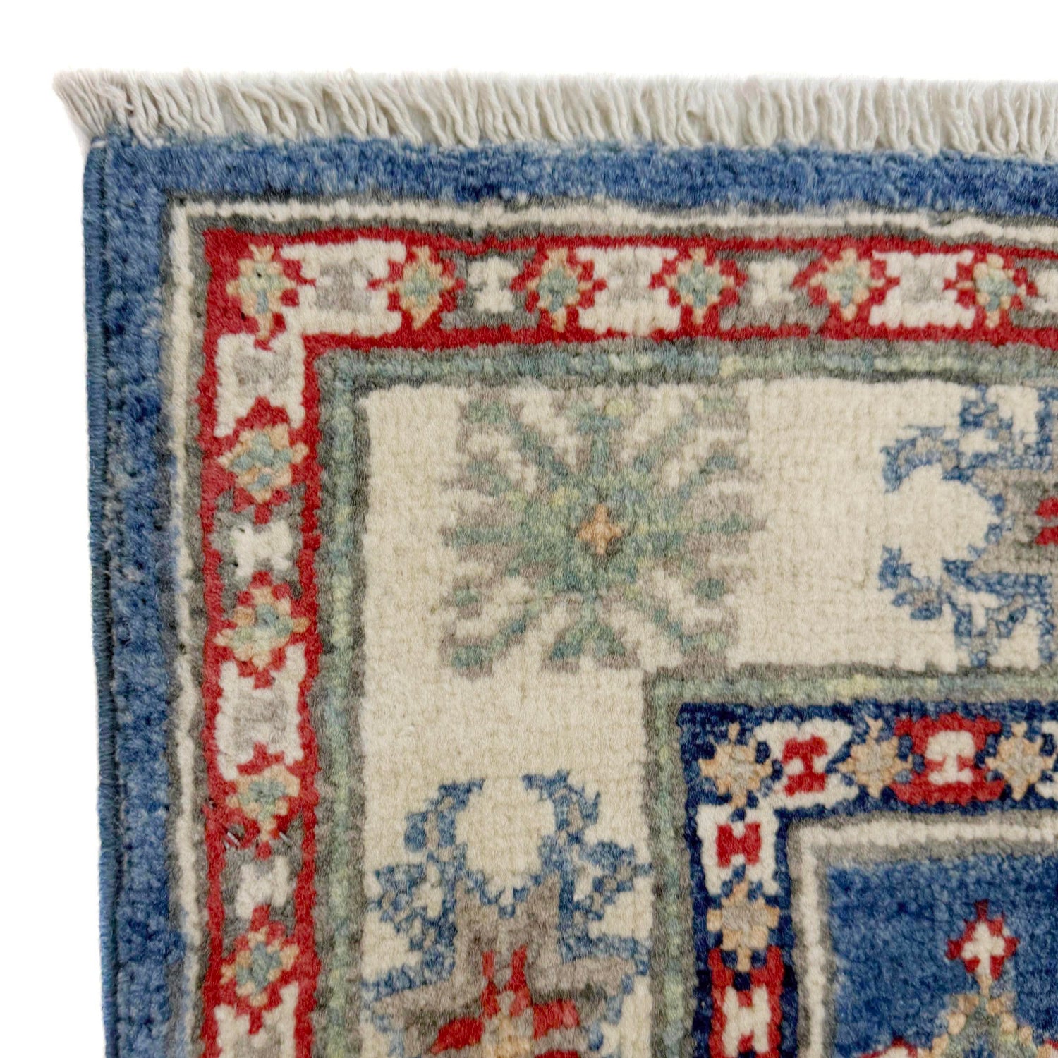 Kazak Rug Handmade Blue Medallion 4x6 ft