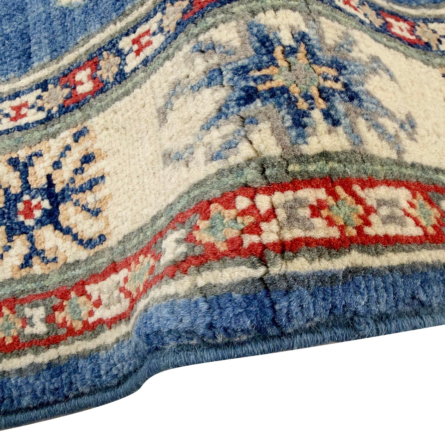 Kazak Rug Handmade Blue Medallion 4x6 ft