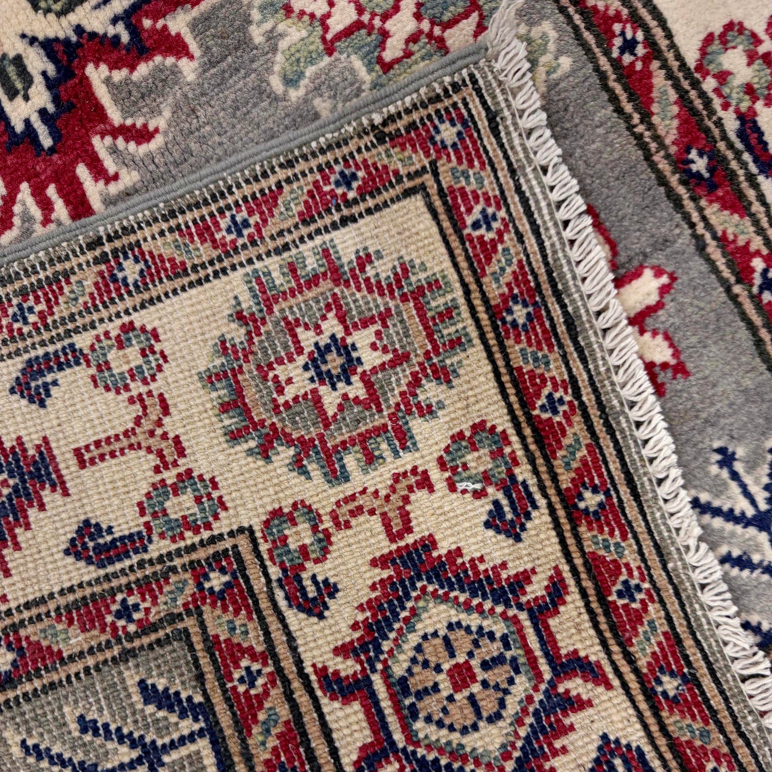 Kazak Rug Handmade Gray Medallion 2x4 ft