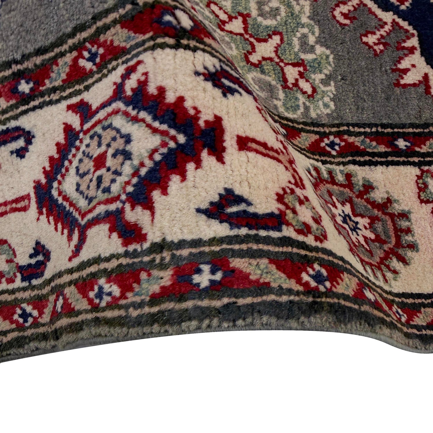 Kazak Rug Handmade Gray Medallion 2x4 ft
