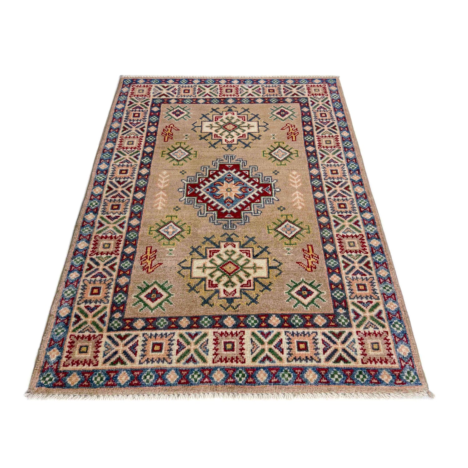 Kazak Rug Handmade Multi Medallion 2x4 ft