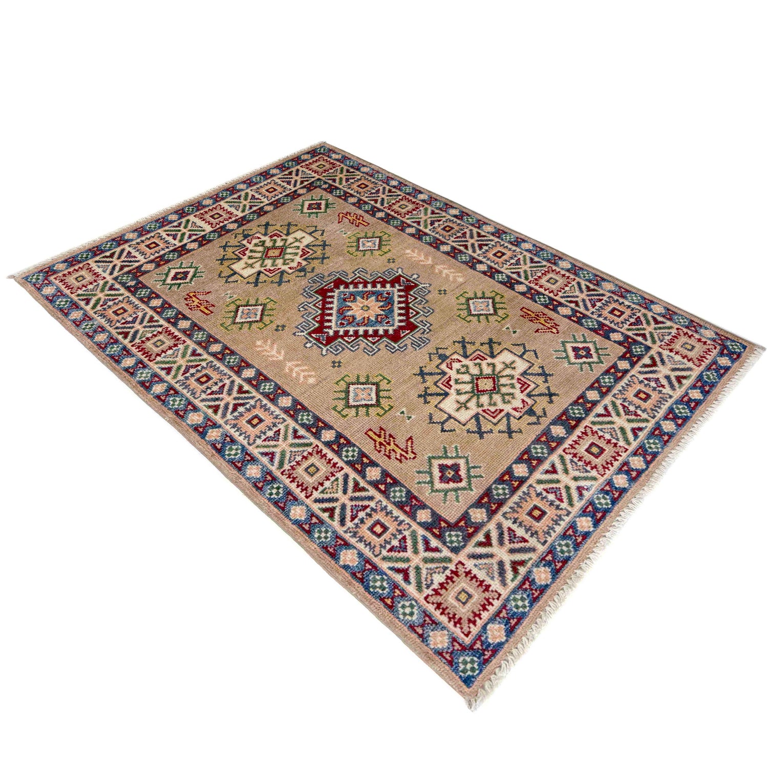 Kazak Rug Handmade Multi Medallion 2x4 ft