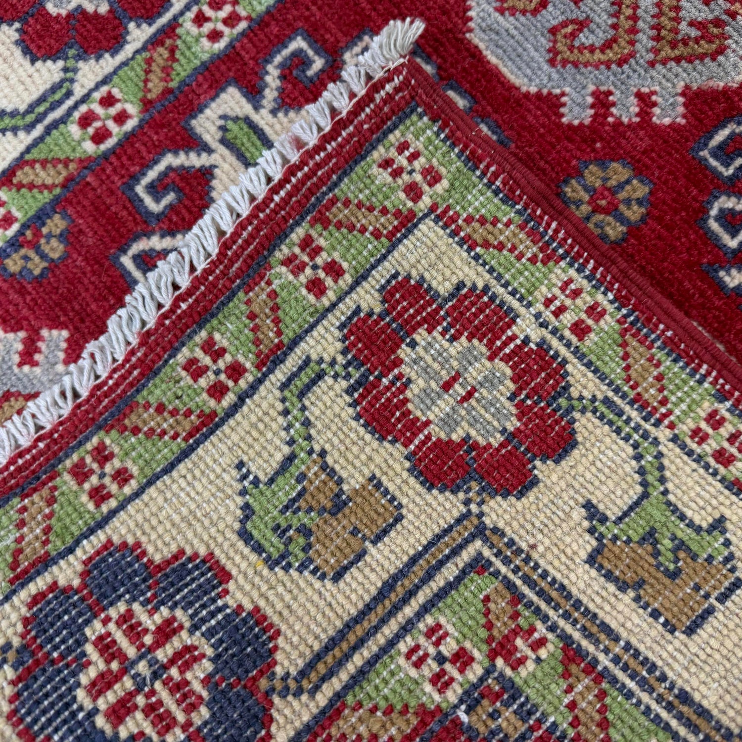 Kazak Rug Handmade Red Medallion 2x4 ft