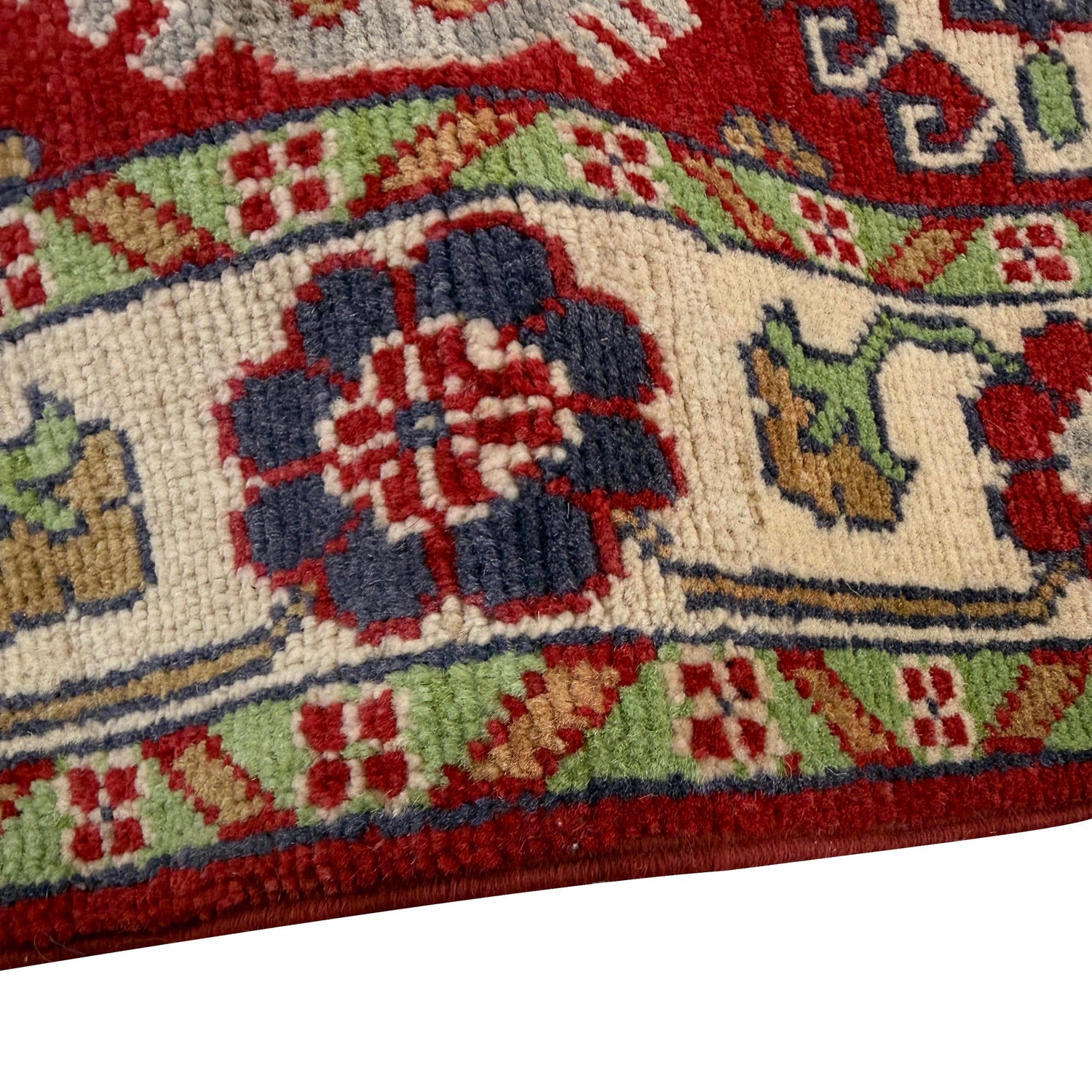 Kazak Rug Handmade Red Medallion 2x4 ft