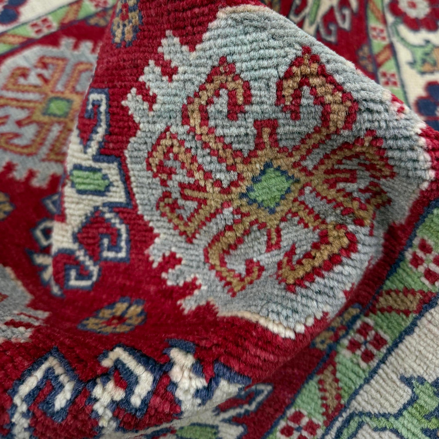 Kazak Rug Handmade Red Medallion 2x4 ft