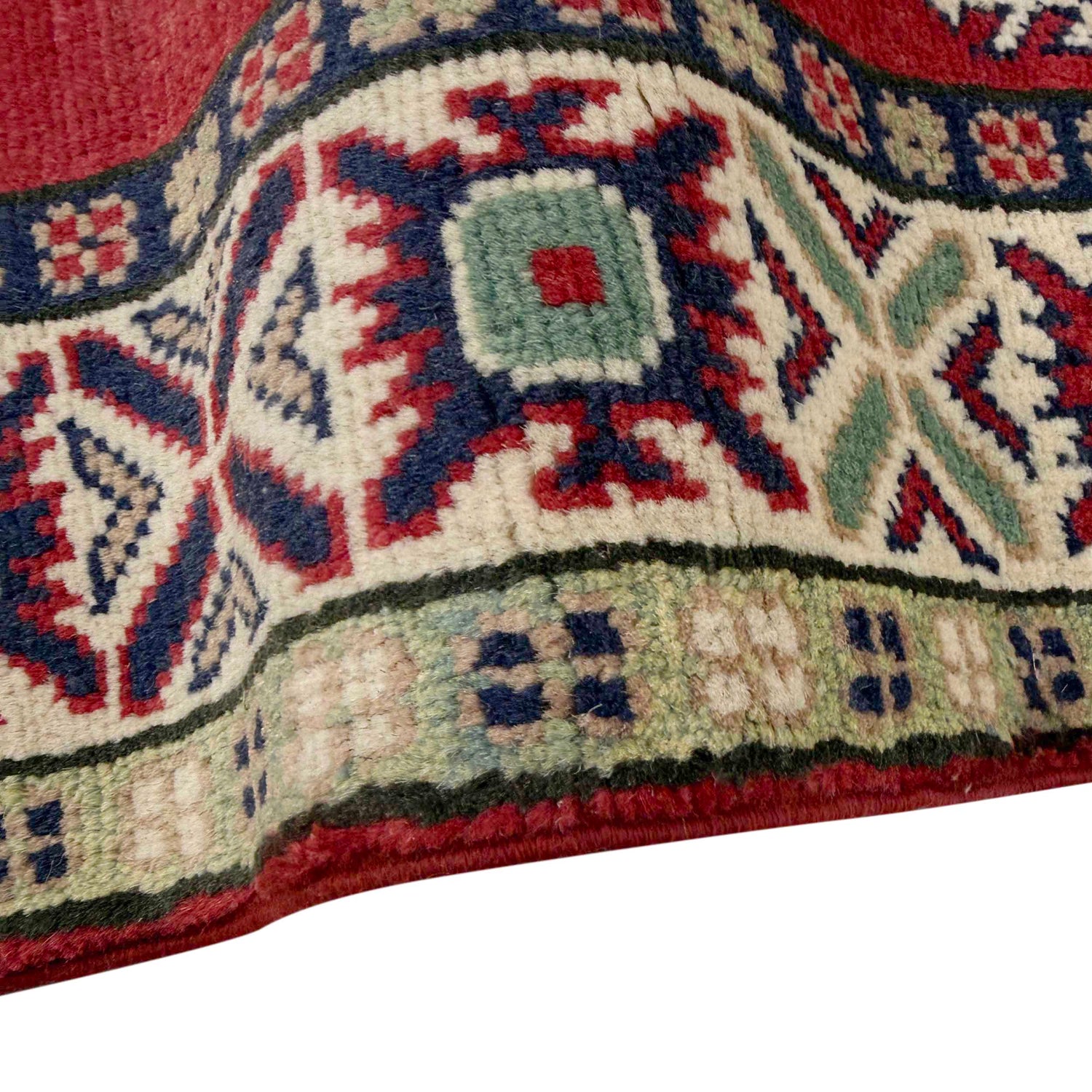 Kazak Rug Handmade Red Medallion 2x4 ft