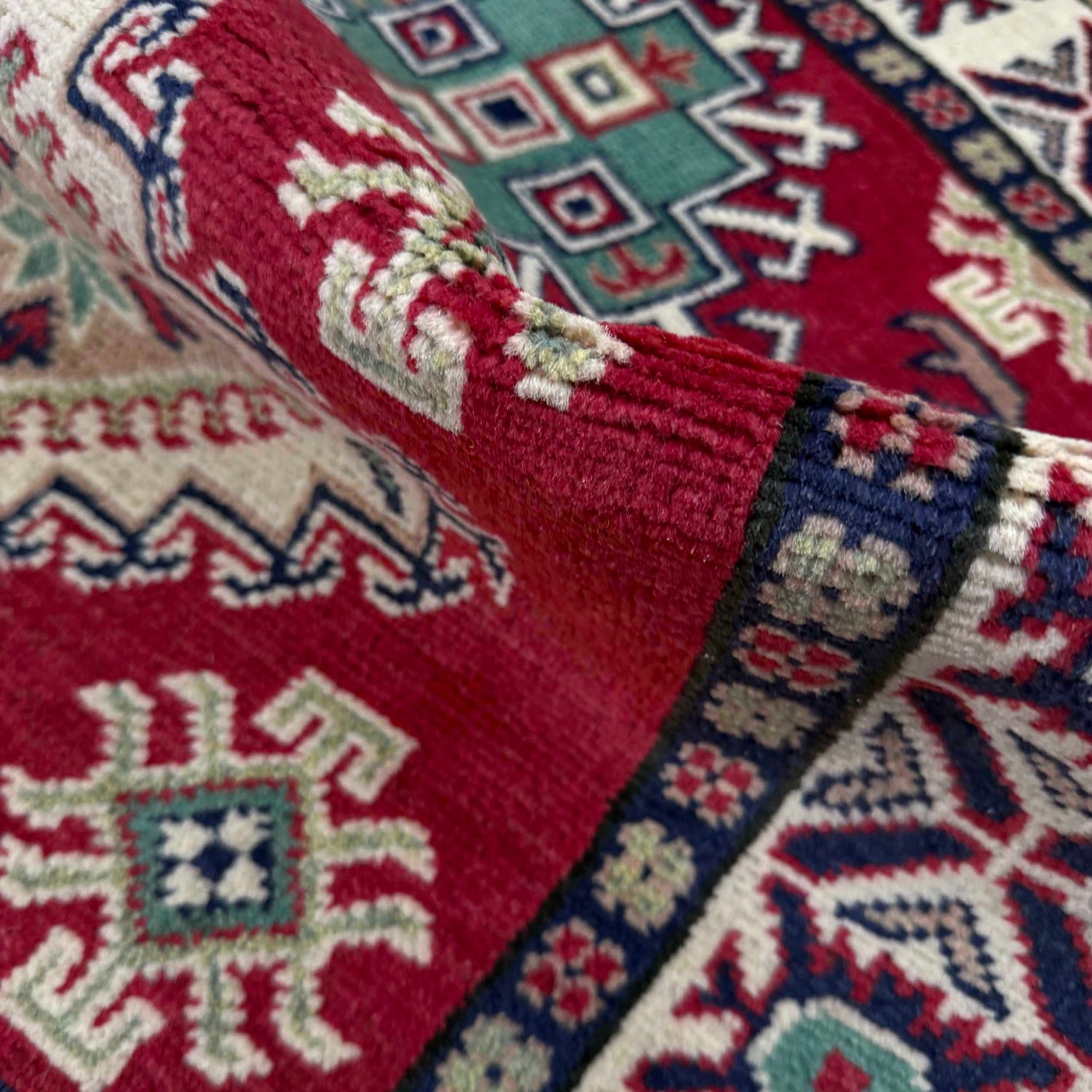 Kazak Rug Handmade Red Medallion 2x4 ft