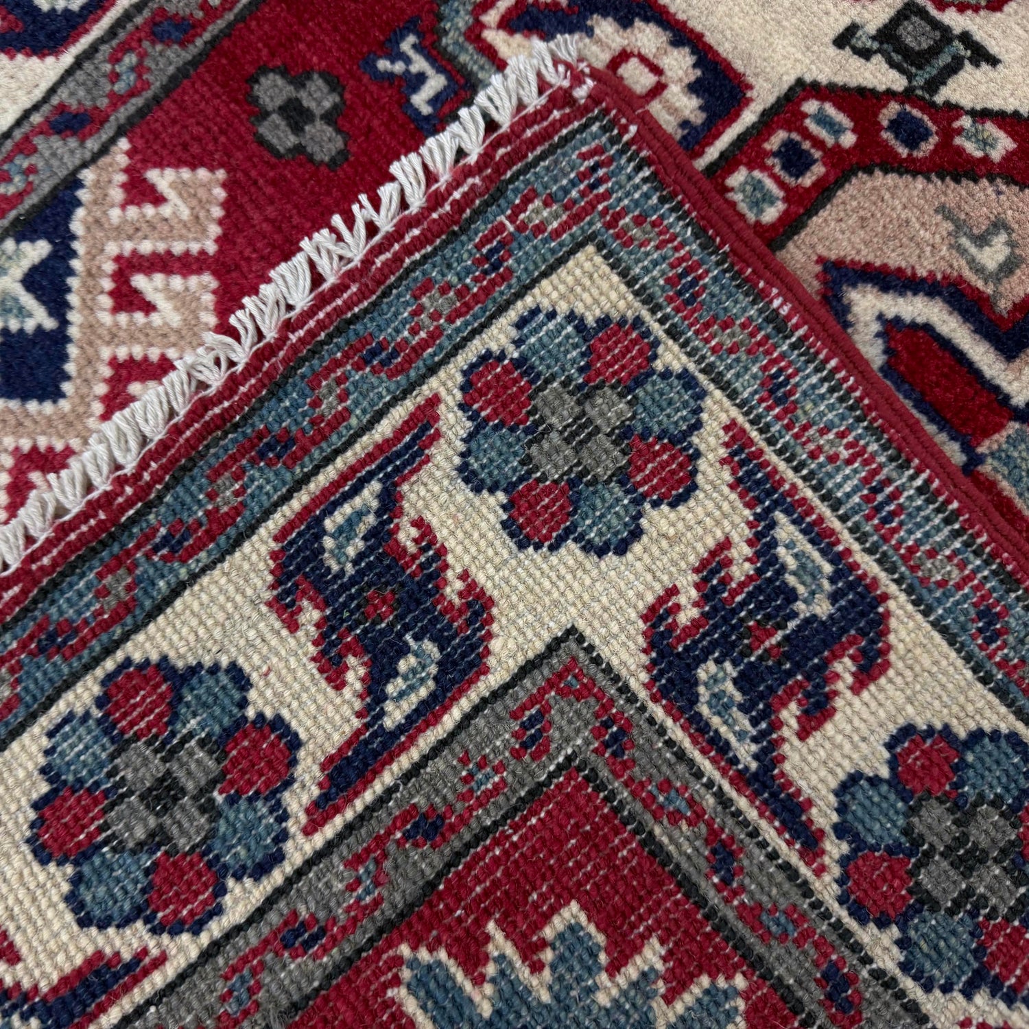 Kazak Rug Handmade Red Medallion 2x4 ft